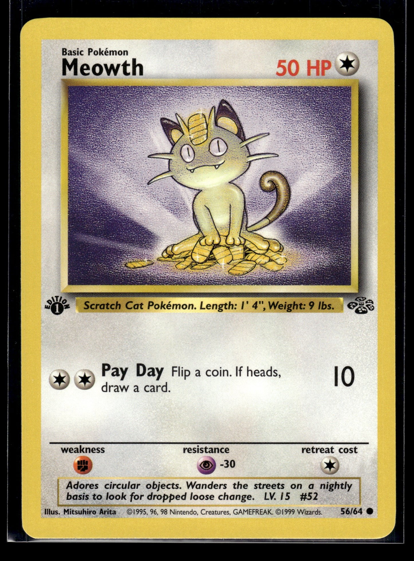 Meowth #56/64 1st Edition Jungle LP