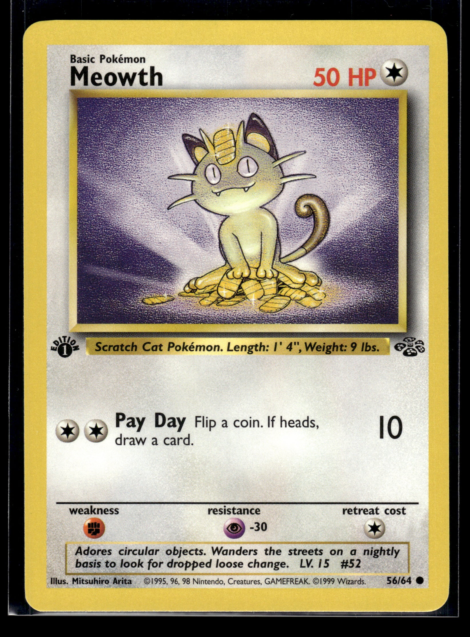 Meowth #56/64 1st Edition Jungle LP
