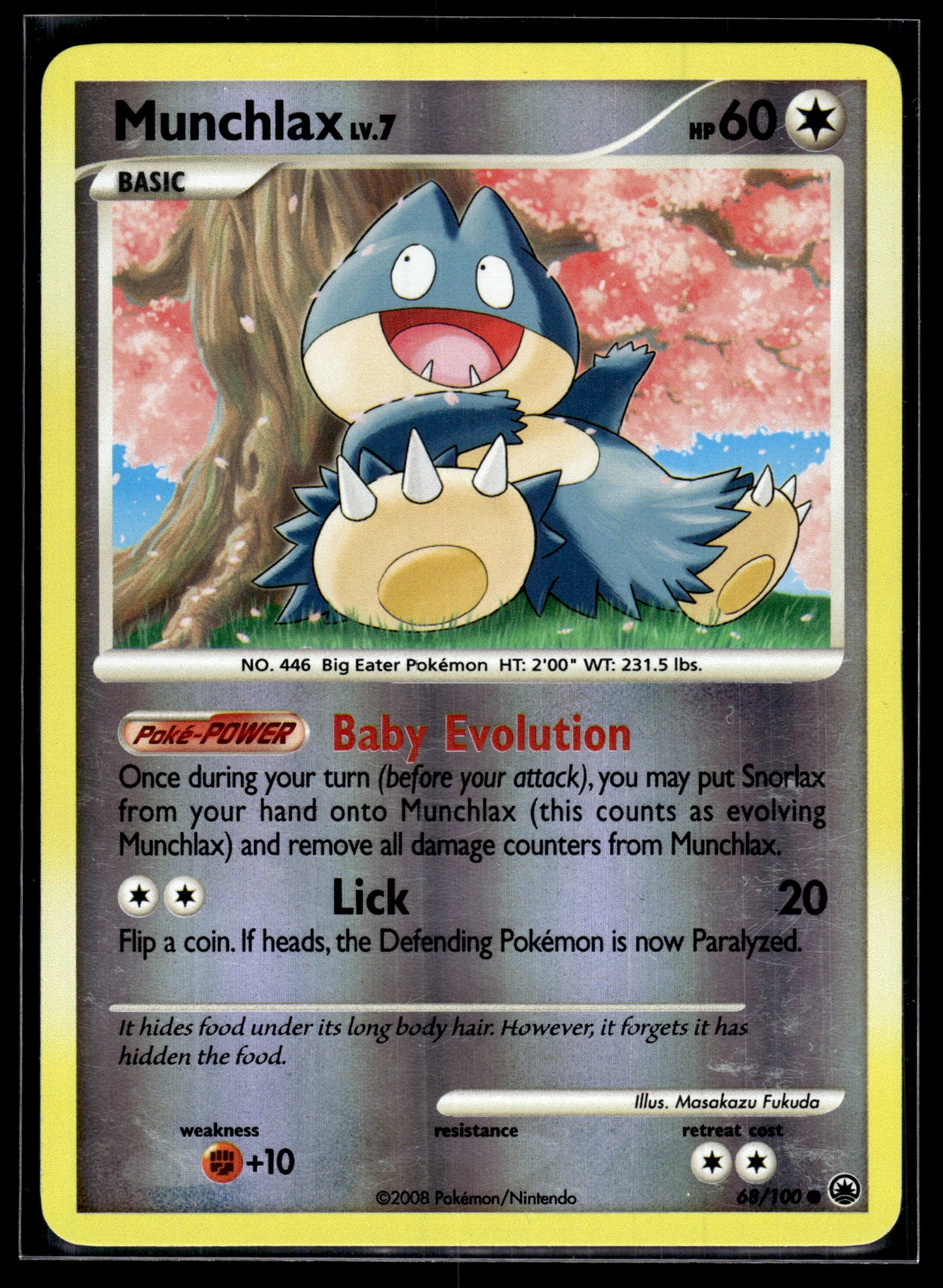 Munchlax #68/100 Reverse Holo Majestic Dawn LP