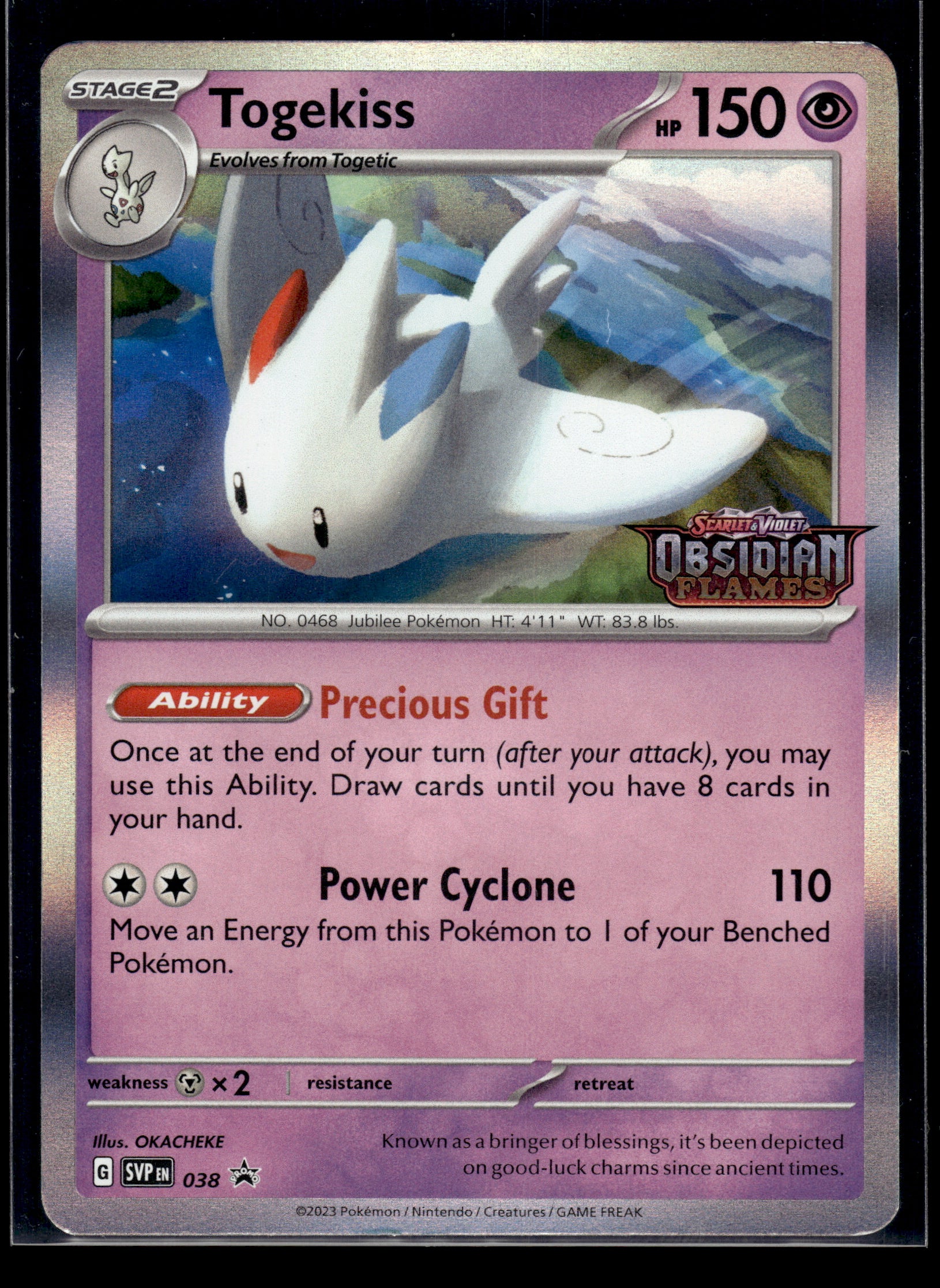 Togekiss #038 STAMPED Obsidian Flames Promo LP