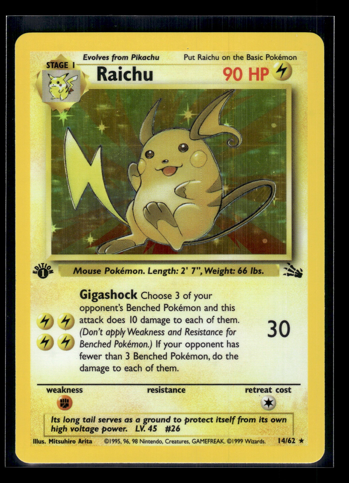 Raichu #14/62 1st Edition Fossil LP