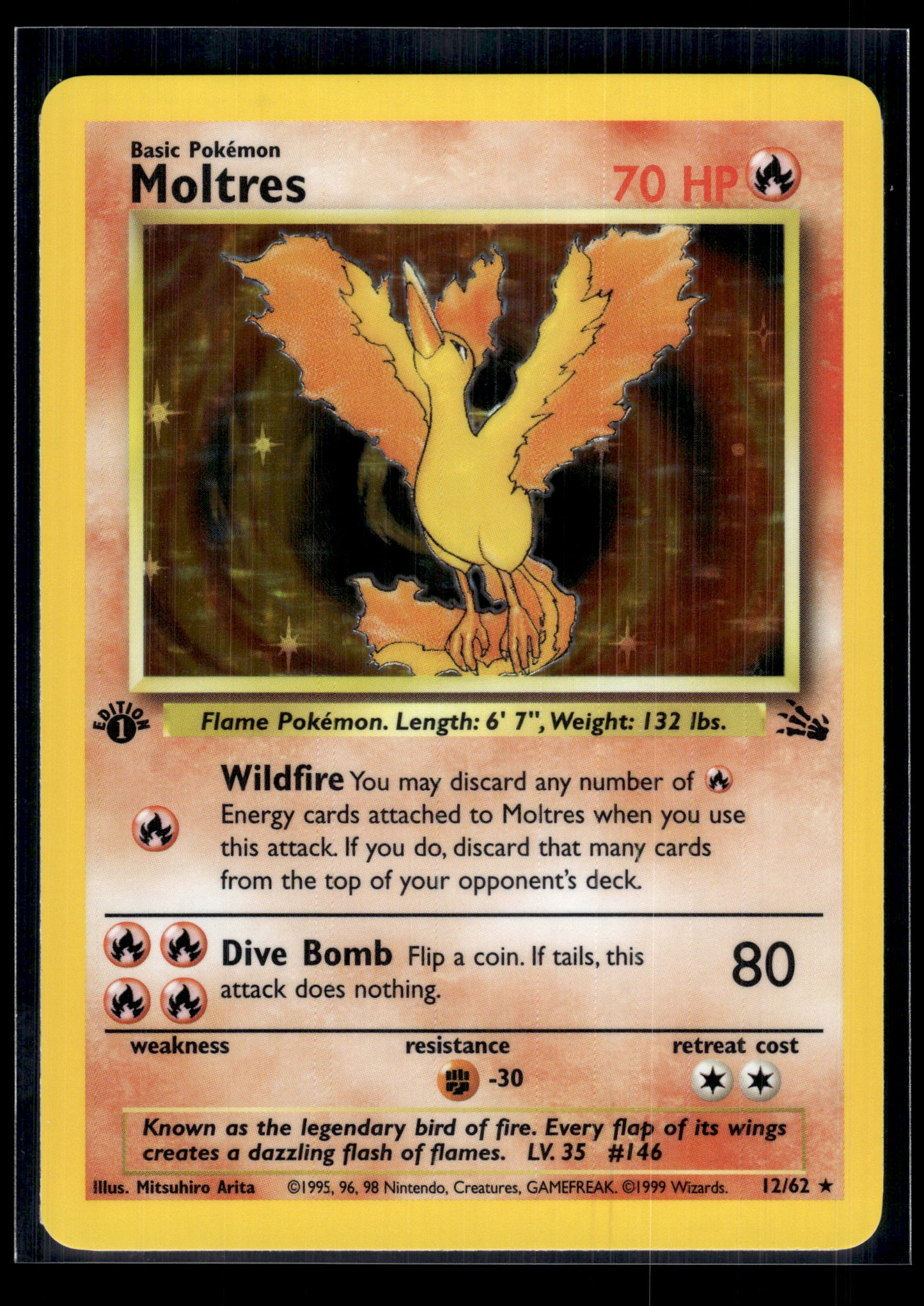 Moltres #12/62 1st Edition Fossil VLP