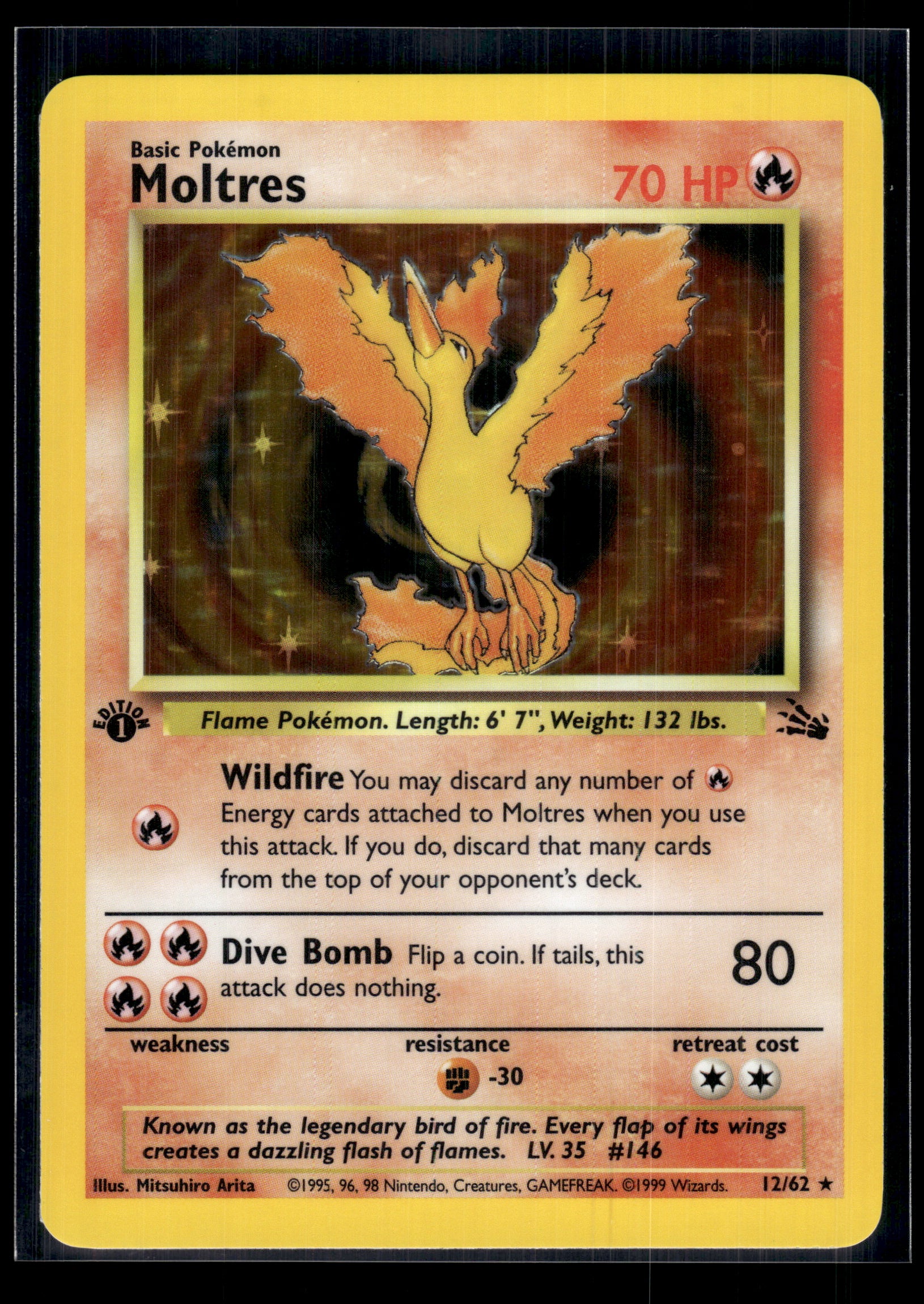 Moltres #12/62 1st Edition Fossil VLP