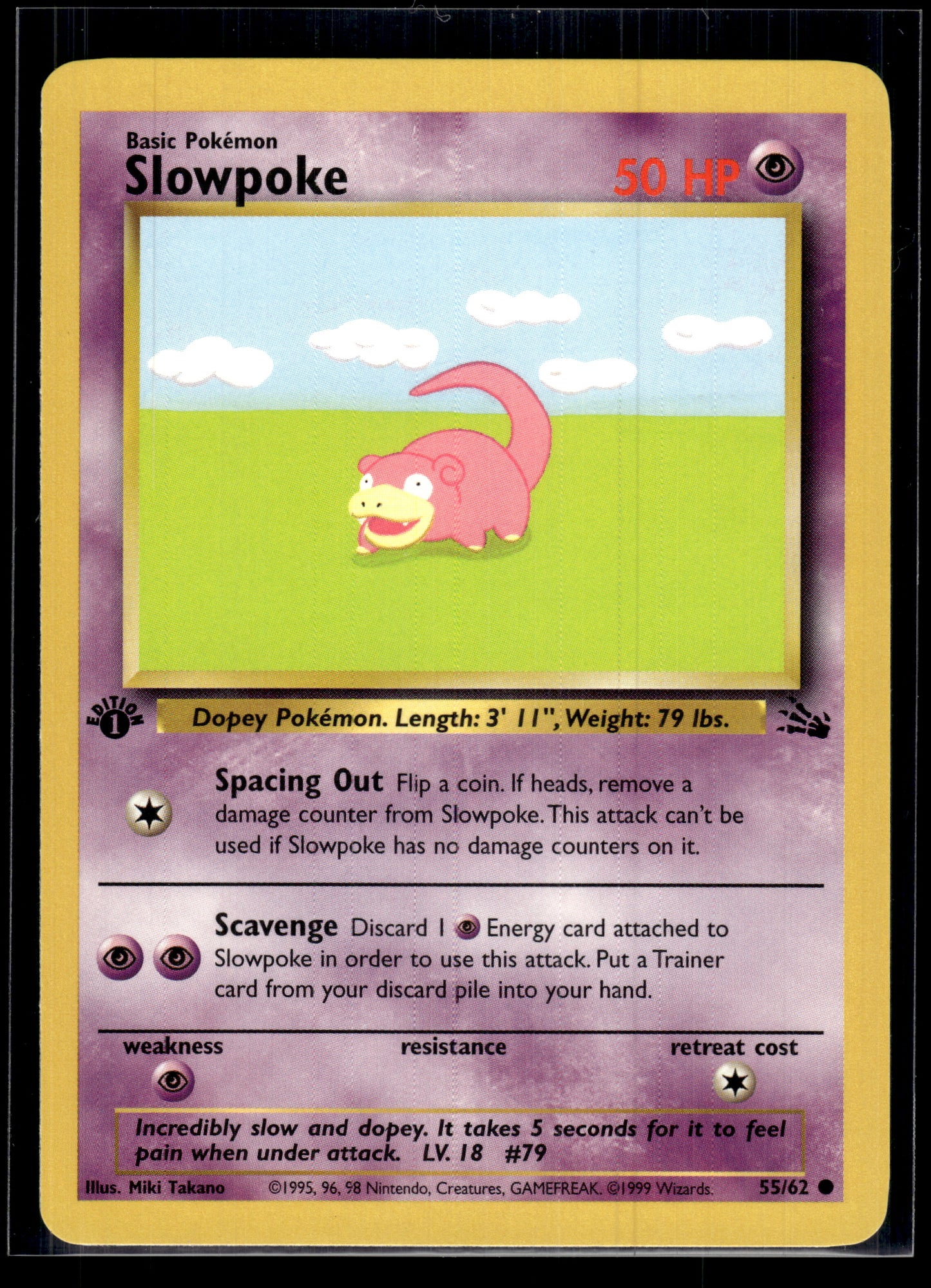 Slowpoke #55/62 1st Edition Fossil LP