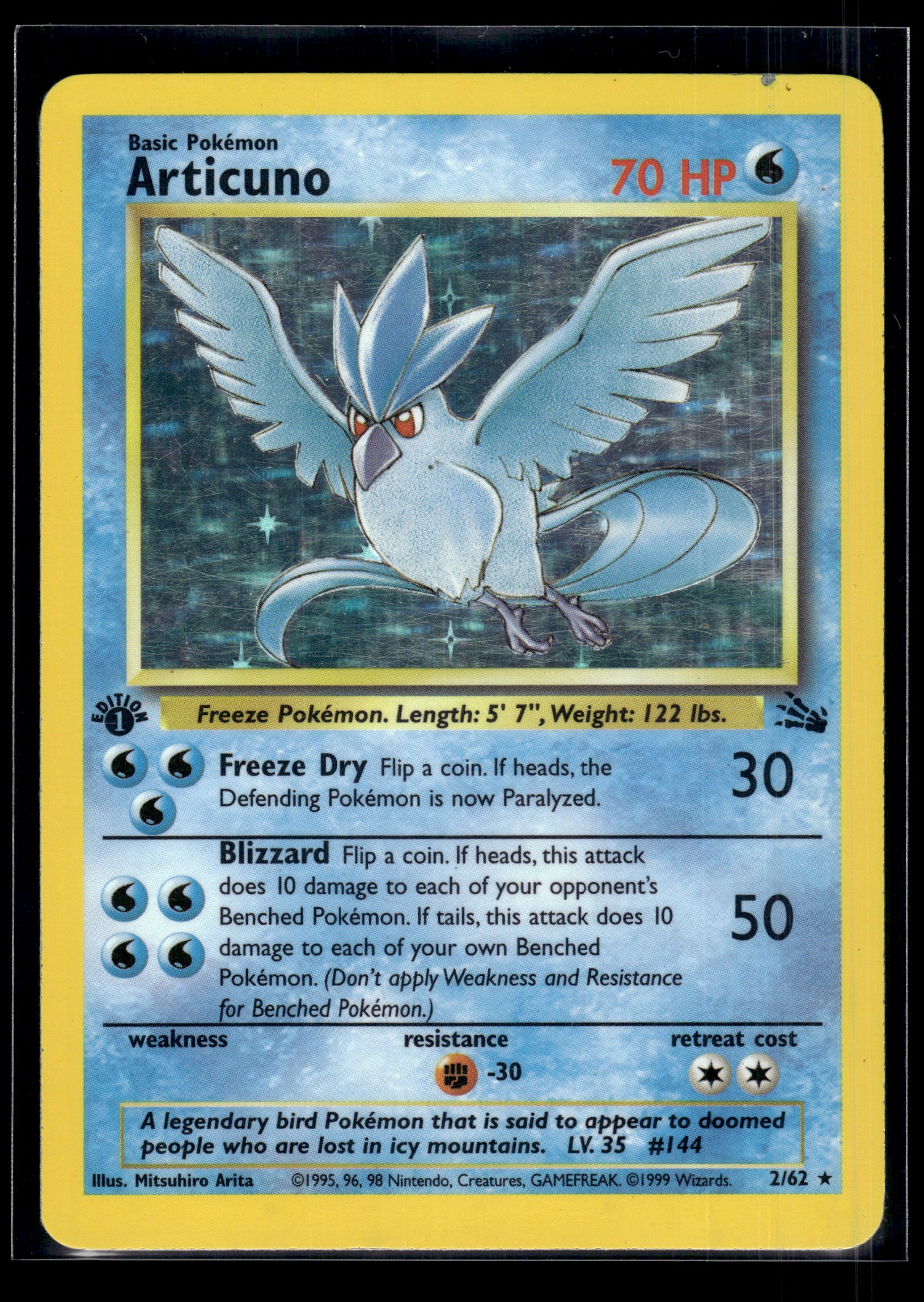 Articuno #02/62 1st Edition Fossil MP