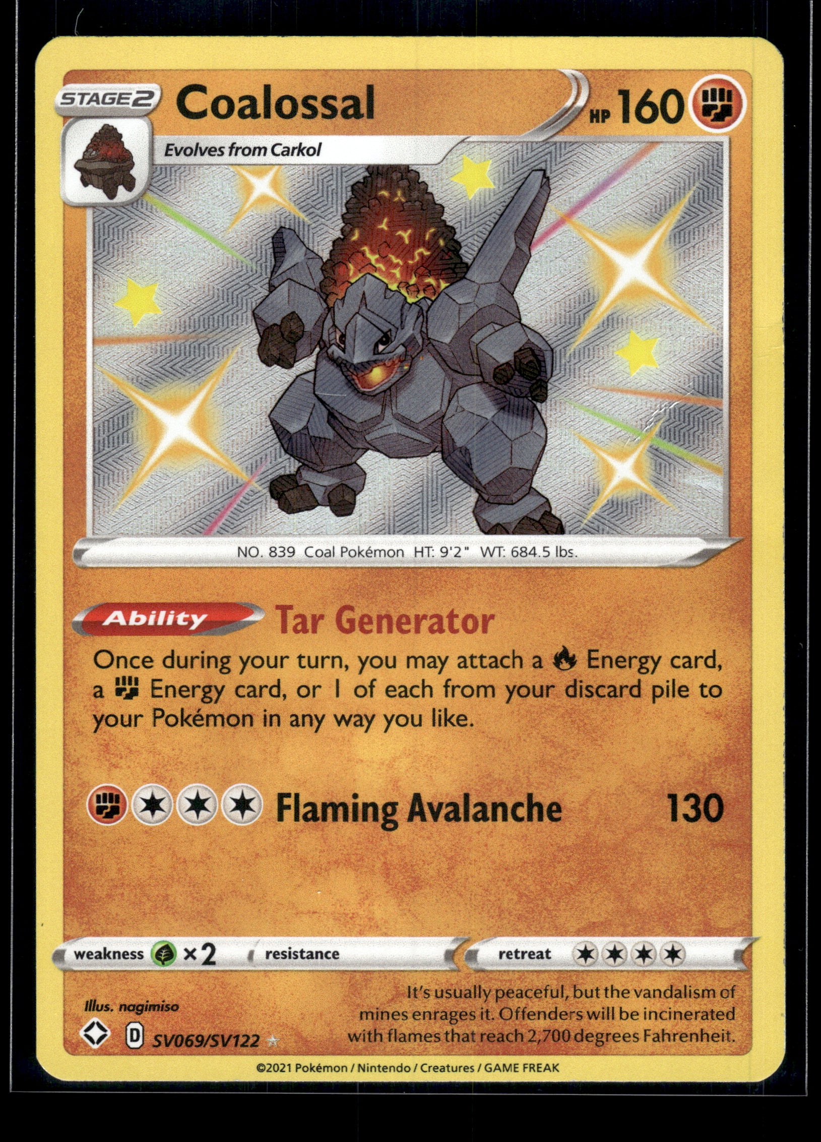Coalossal #SV069/SV122 Shining Fates: Shiny Vault MP