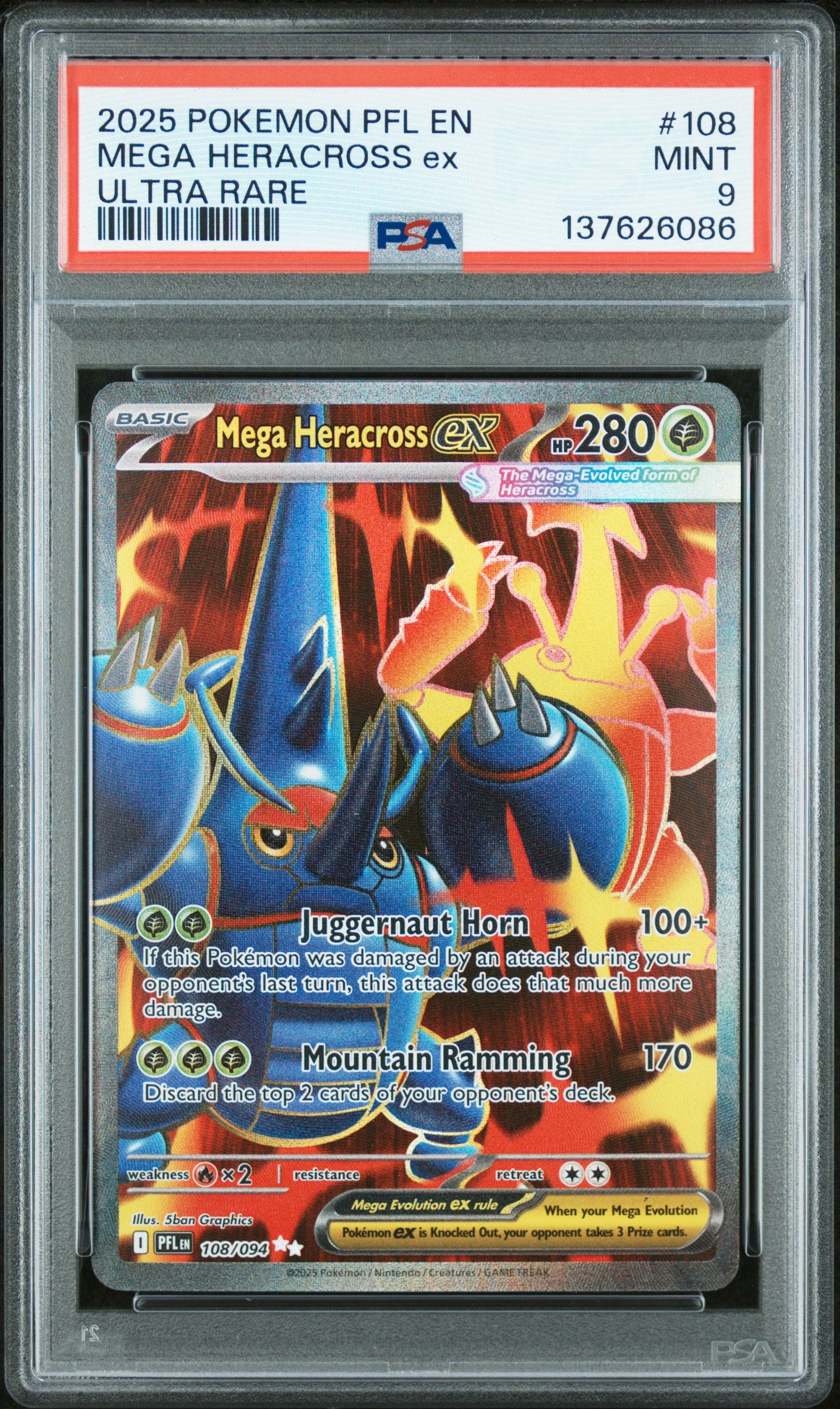 PSA 9 Mega Heracross ex #108 Phantasmal Flames
