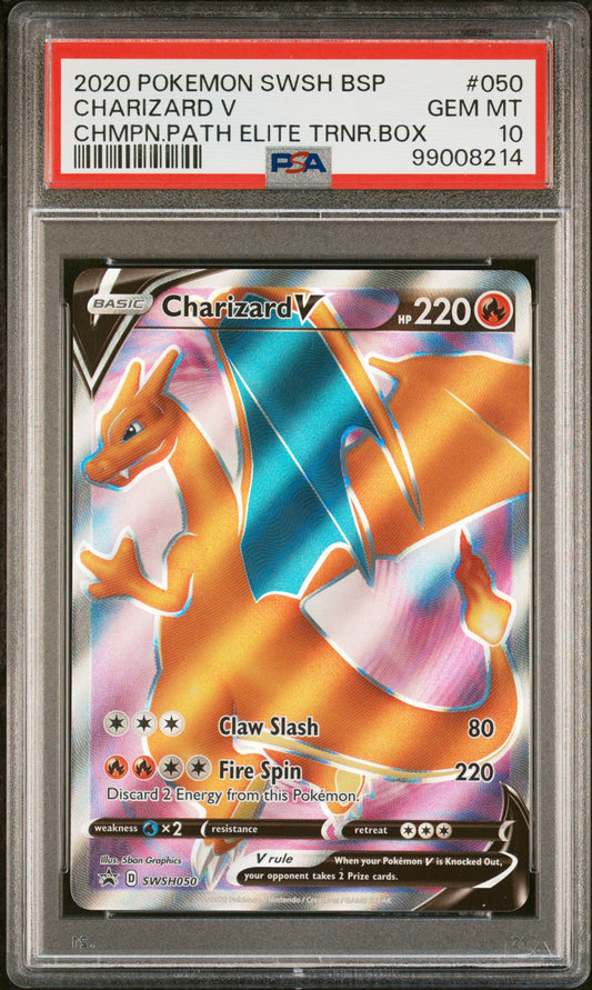 PSA 10 Charizard V #050 Champion's Path ETB Promo