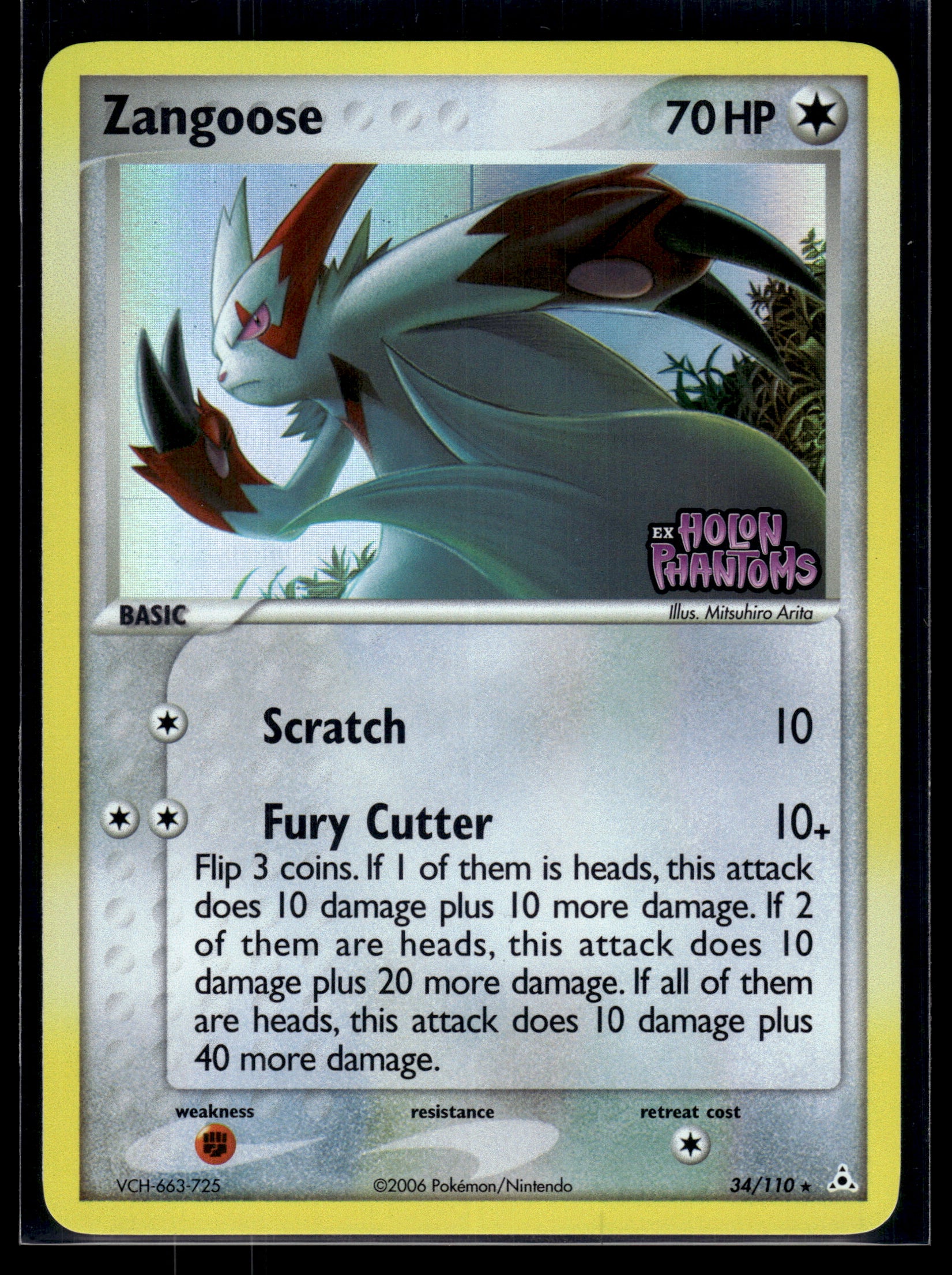 Zangoose #34/110 STAMPED Reverse Holo Holon Phantoms LP