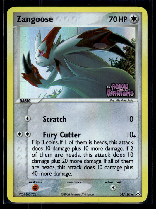 Zangoose #34/110 STAMPED Reverse Holo Holon Phantoms LP