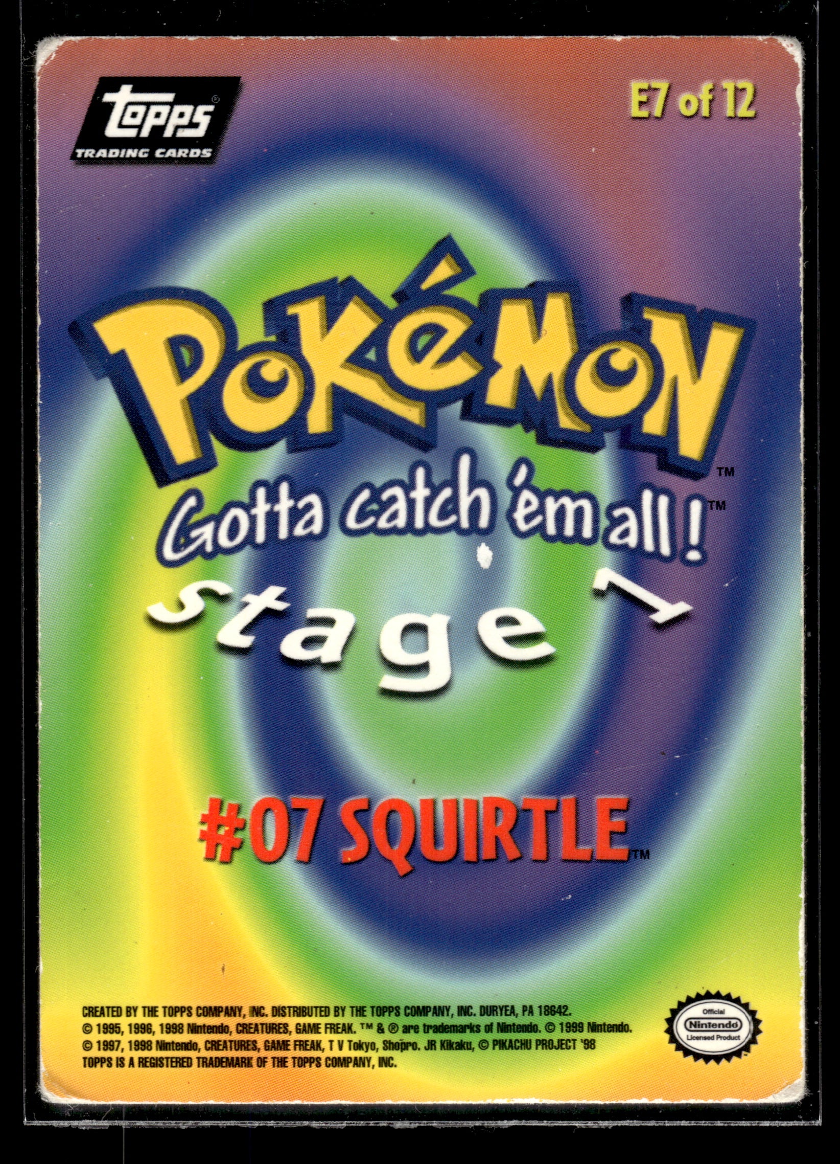 Squirtle #E7 of 12 Foil Topps TV MP