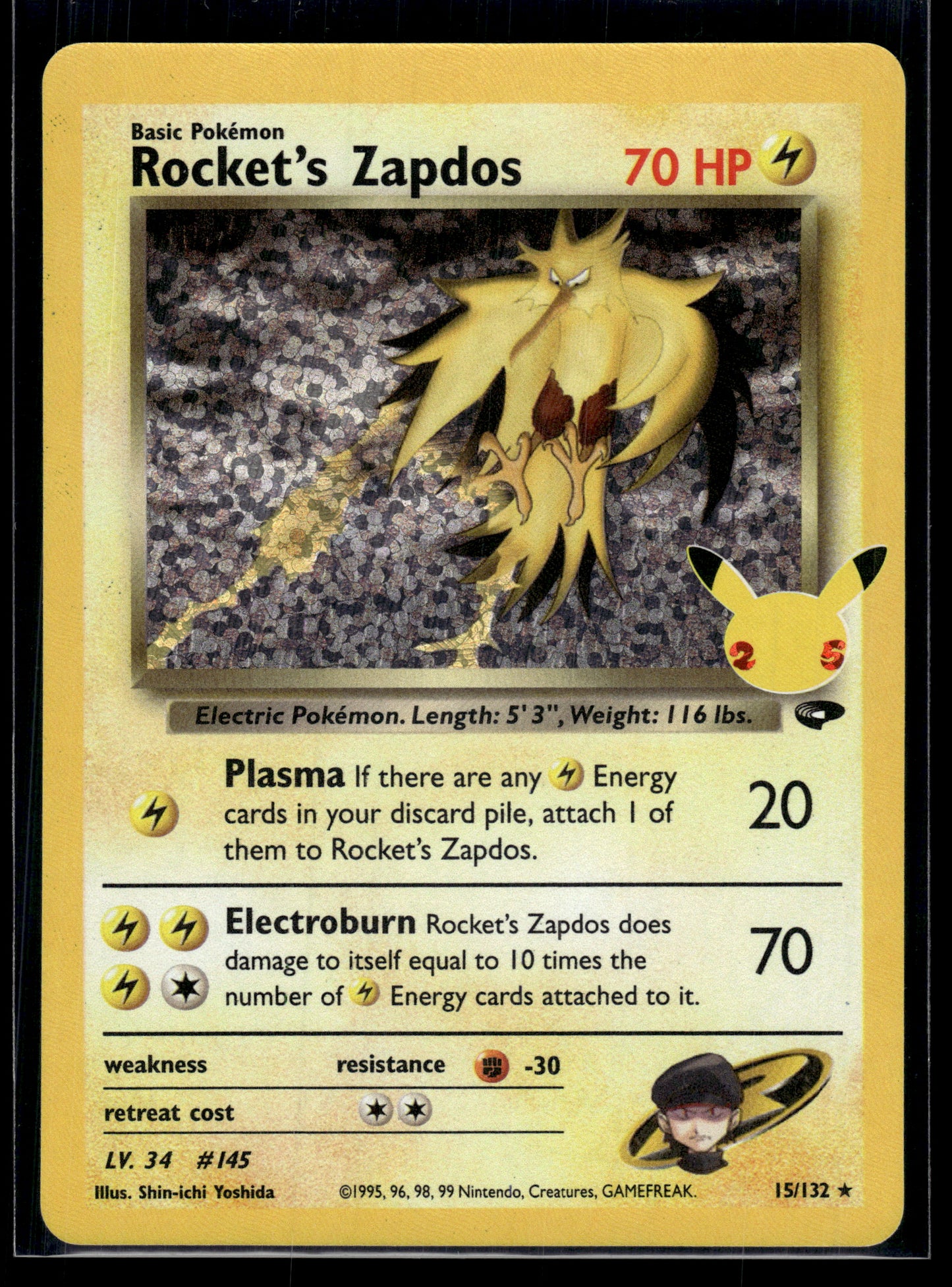 Rocket's Zapdos #15/132 Celebrations: Classic Collection VLP