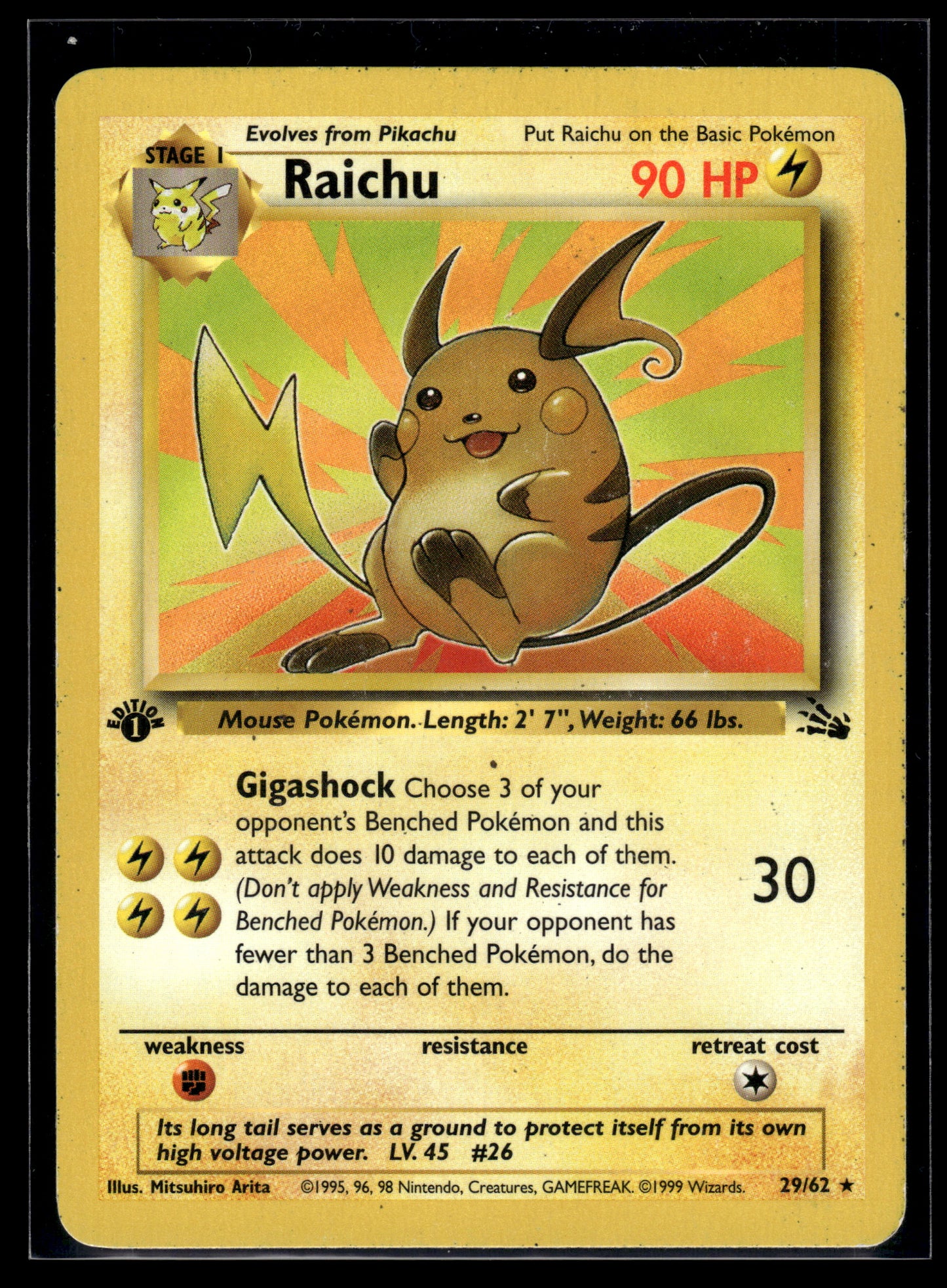 Raichu #29/62 1st Edition Fossil MP