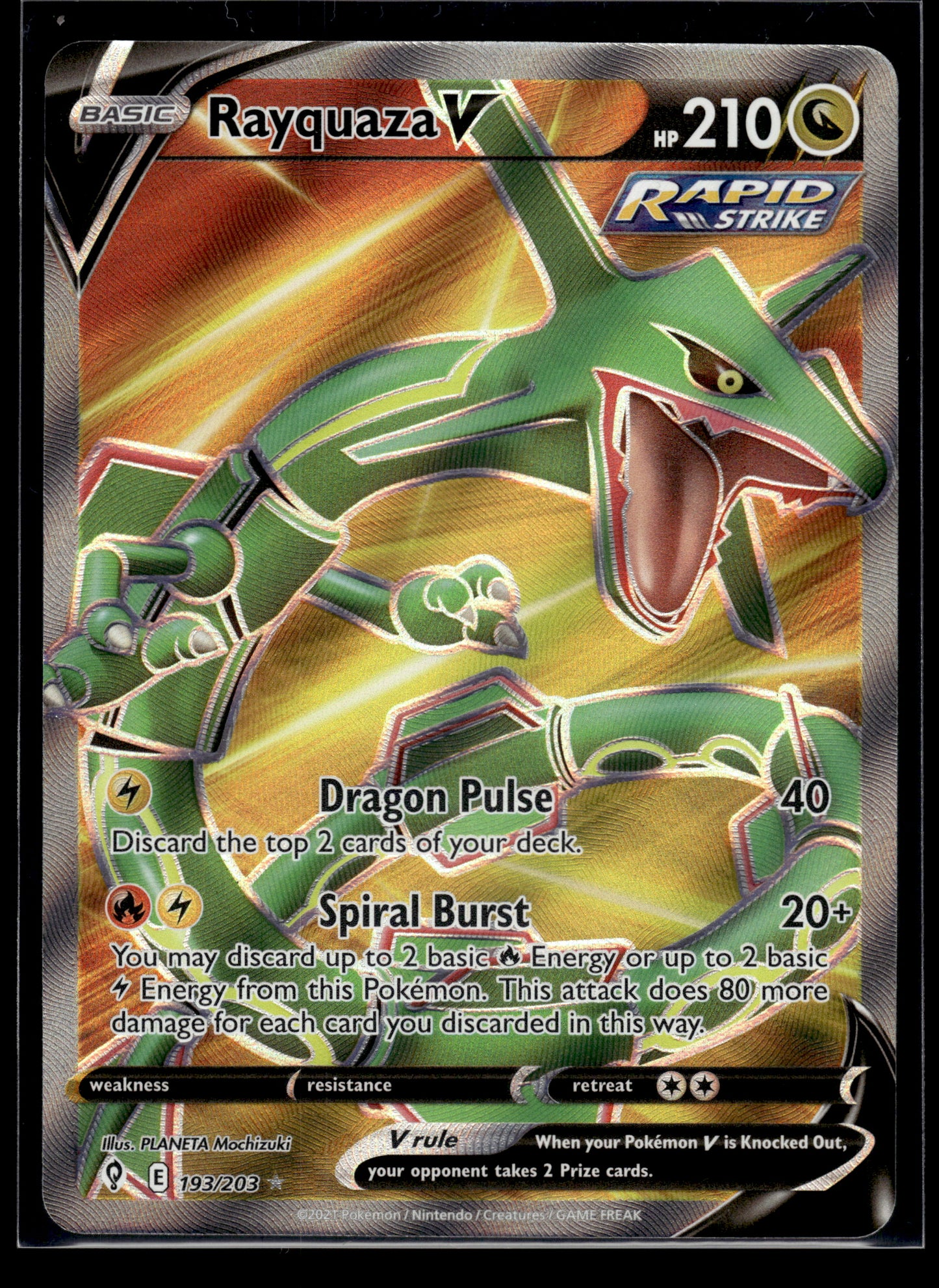 Rayquaza V #193/203 Evolving Skies NM