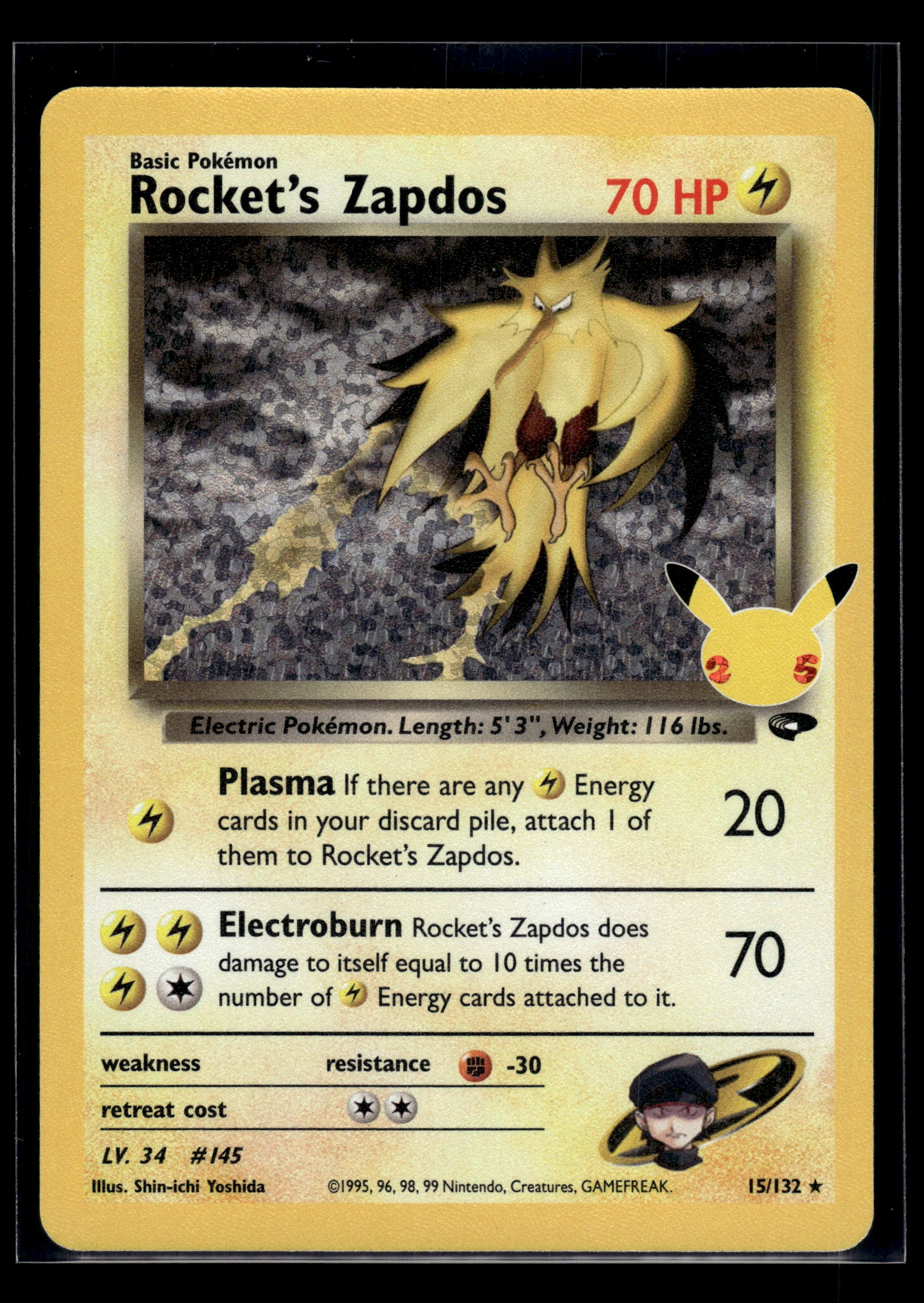 Rocket's Zapdos #15/132 Celebrations VLP