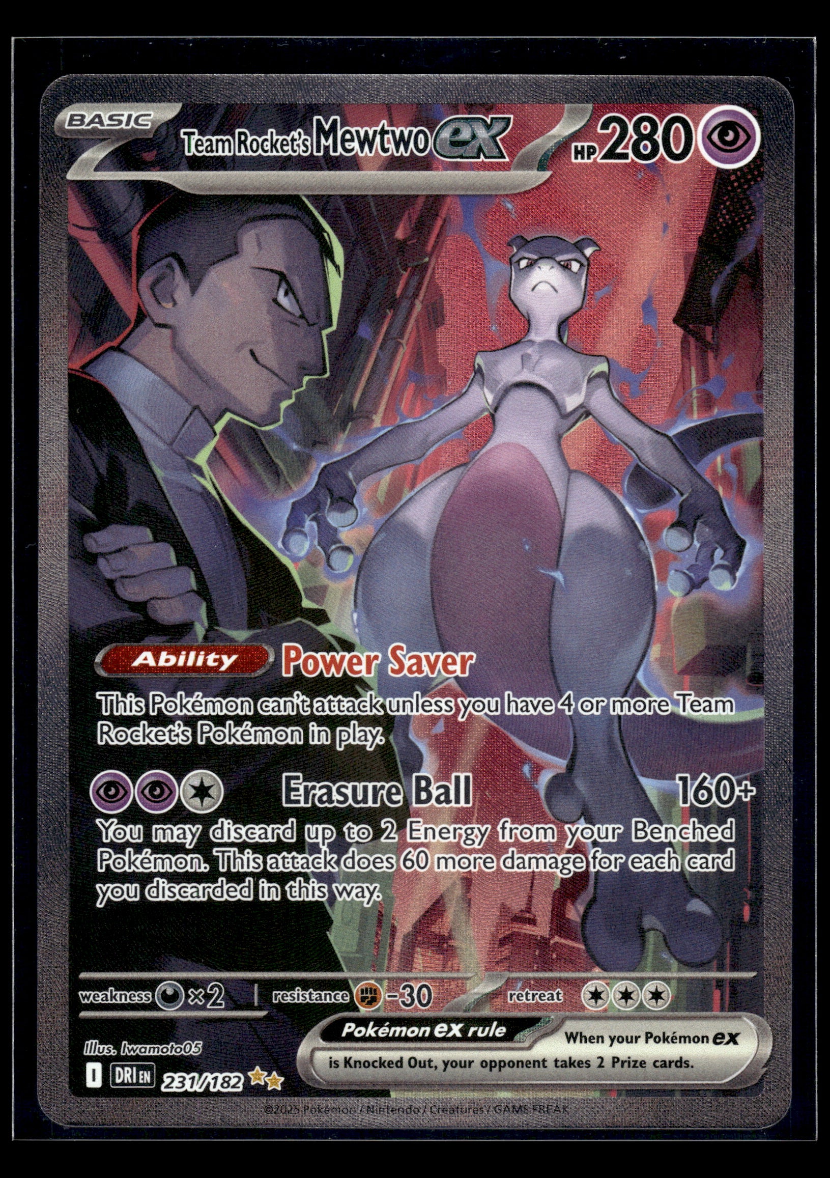 Team Rocket's Mewtwo ex #231/182 Destined Rivals NM