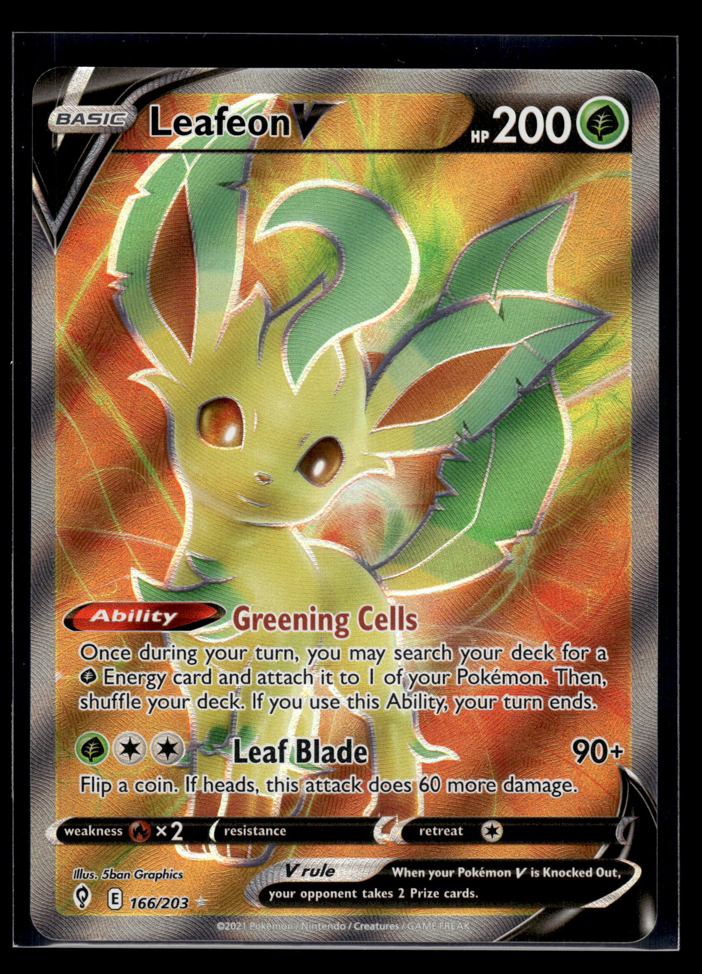 Leafeon V (Full Art) #166/203 Evolving Skies NM