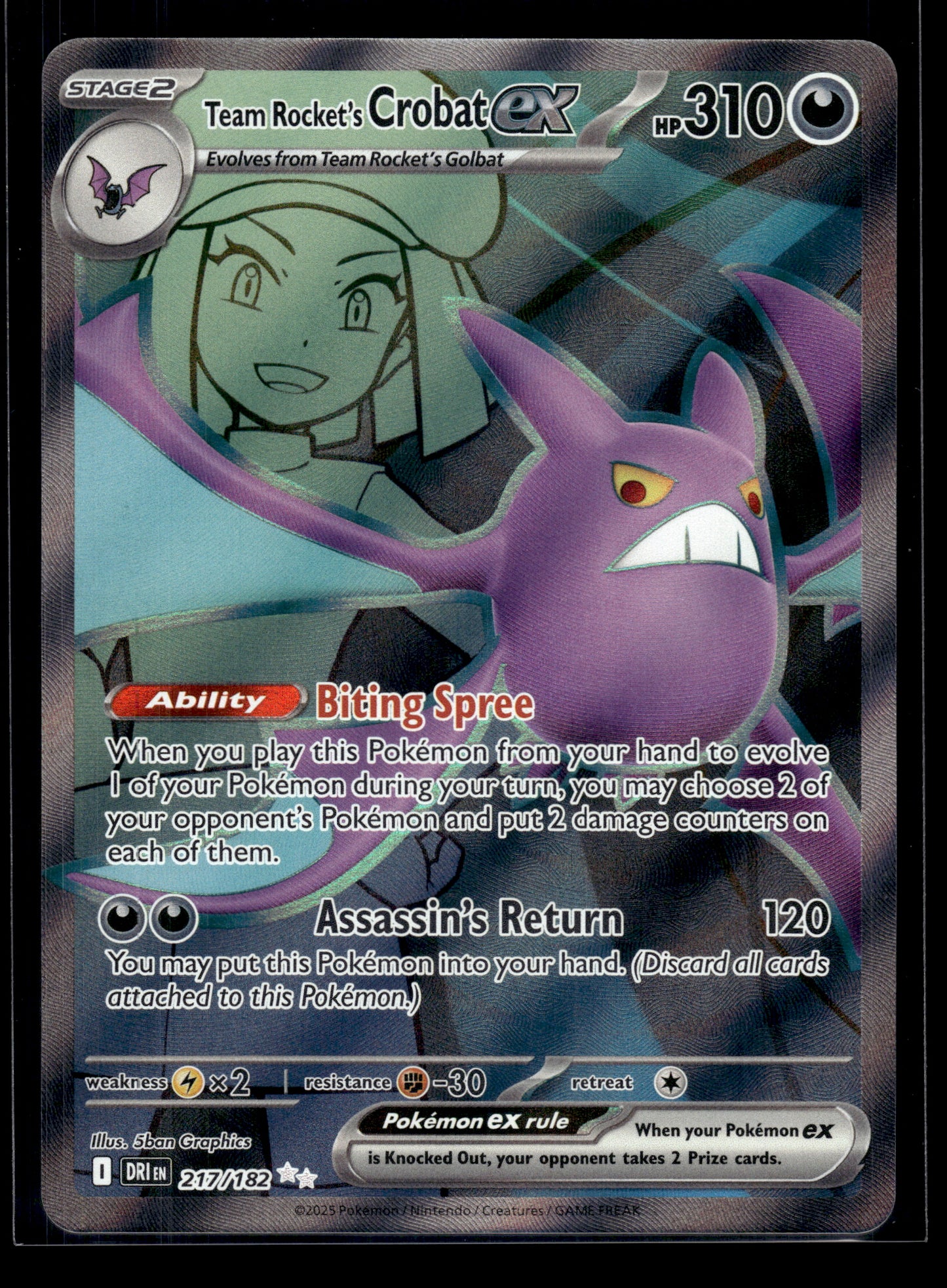 Team Rocket's Crobat ex #217/182 Destined Rivals NM