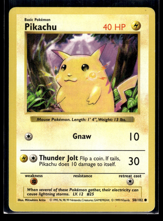 Pikachu (Shadowless) #58/102 Base Set MP