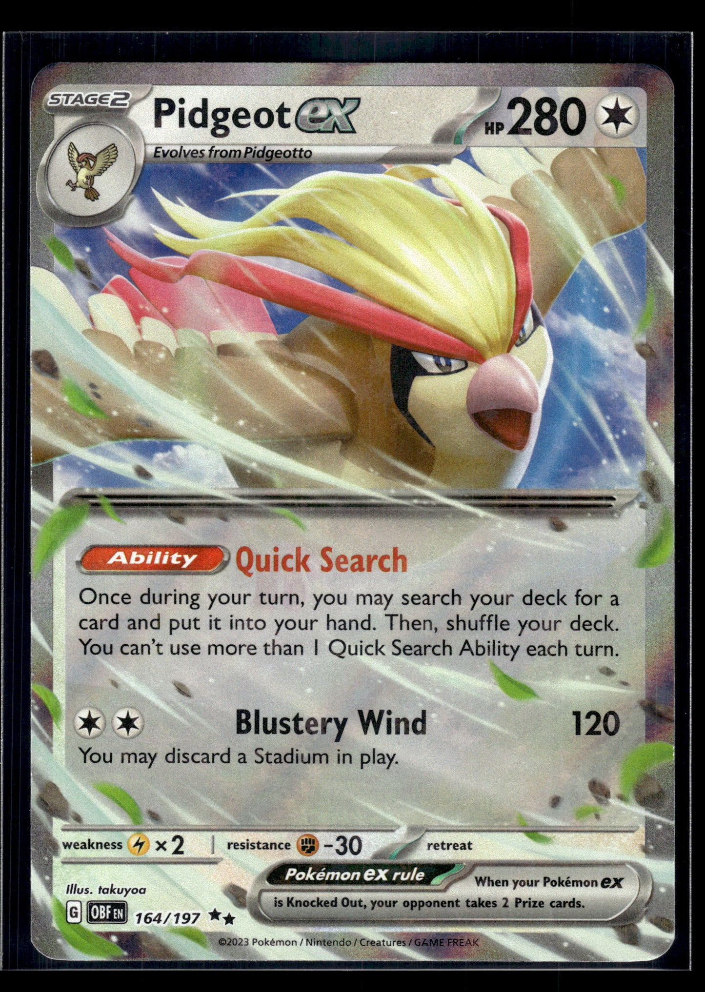 Pidgeot ex #164/197 Obsidian Flames LP