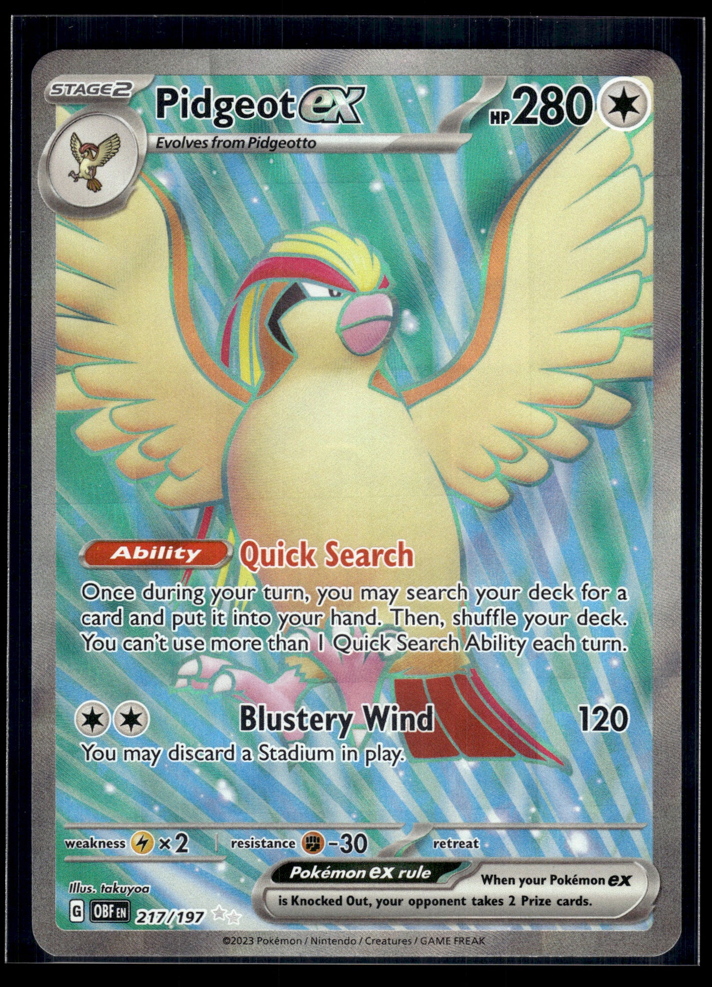 Pidgeot ex #217/197 Obsidian Flames VLP