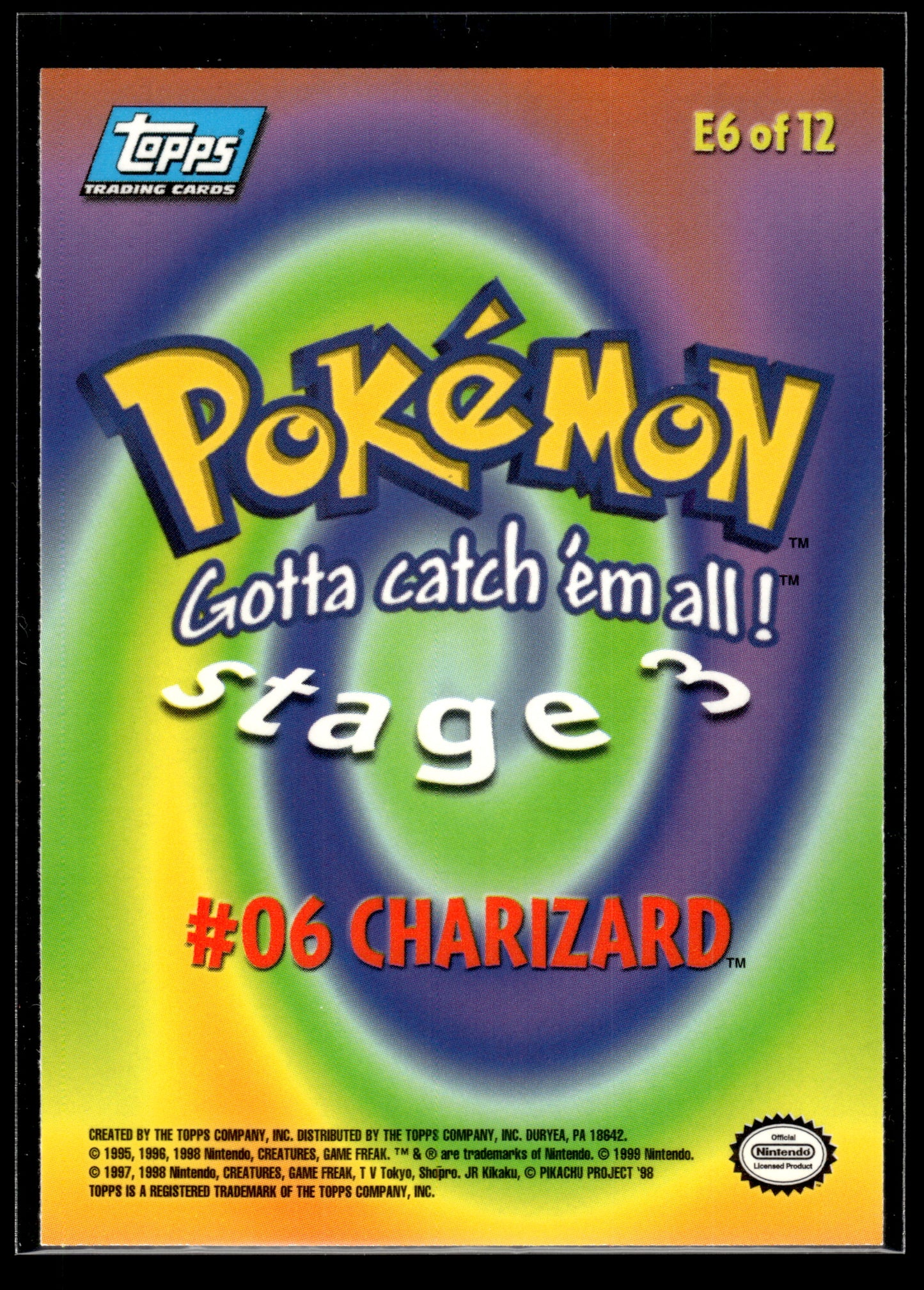 Charizard #E6 of 12 Topps TV VLP