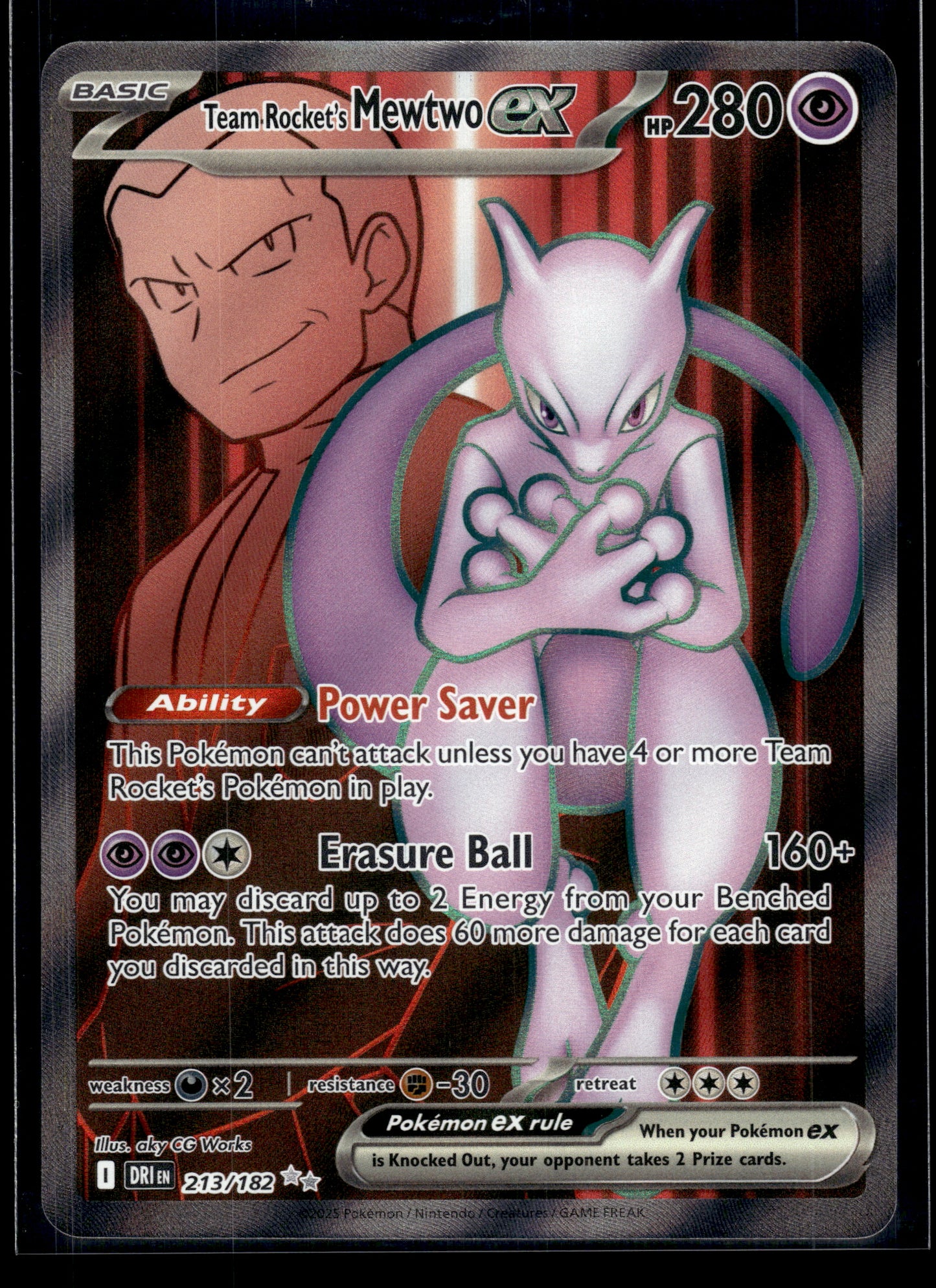 Team Rocket's Mewtwo ex #213/182 Destined Rivals NM