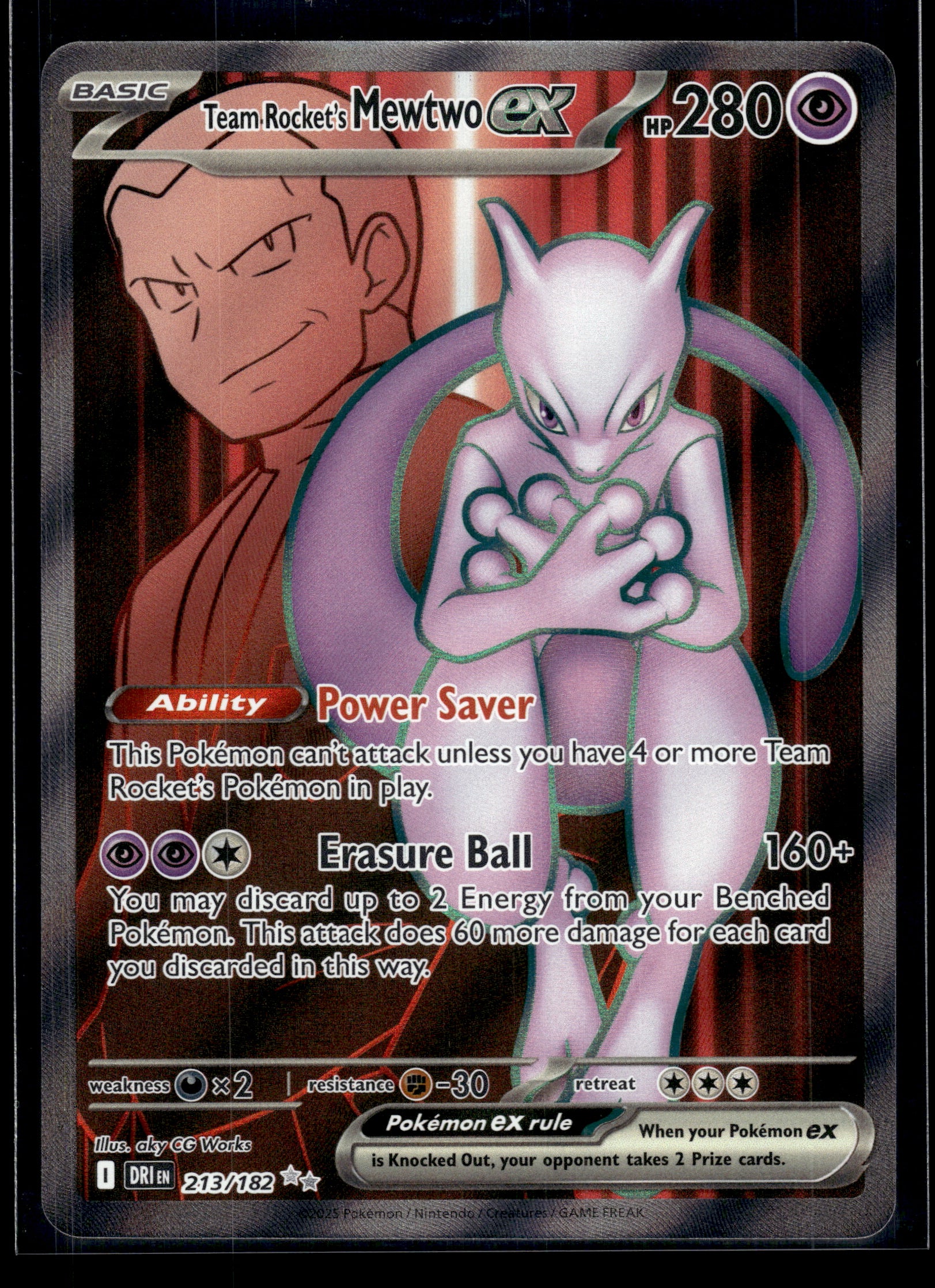 Team Rocket's Mewtwo ex #213/182 Destined Rivals NM