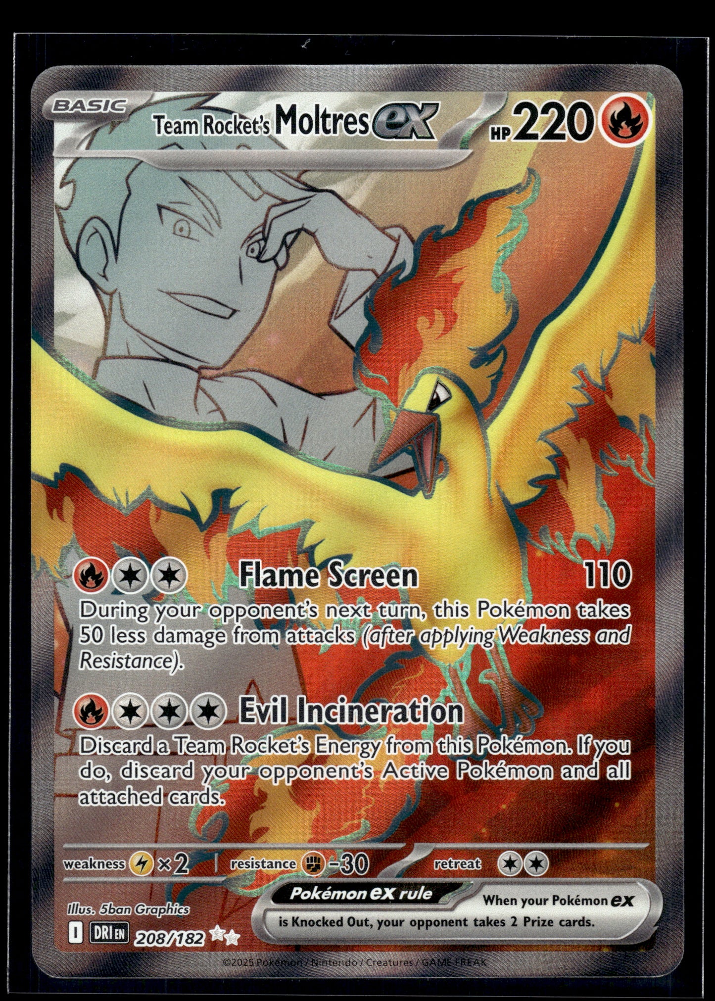 Team Rocket's Moltres ex #208/182 Destined Rivals NM