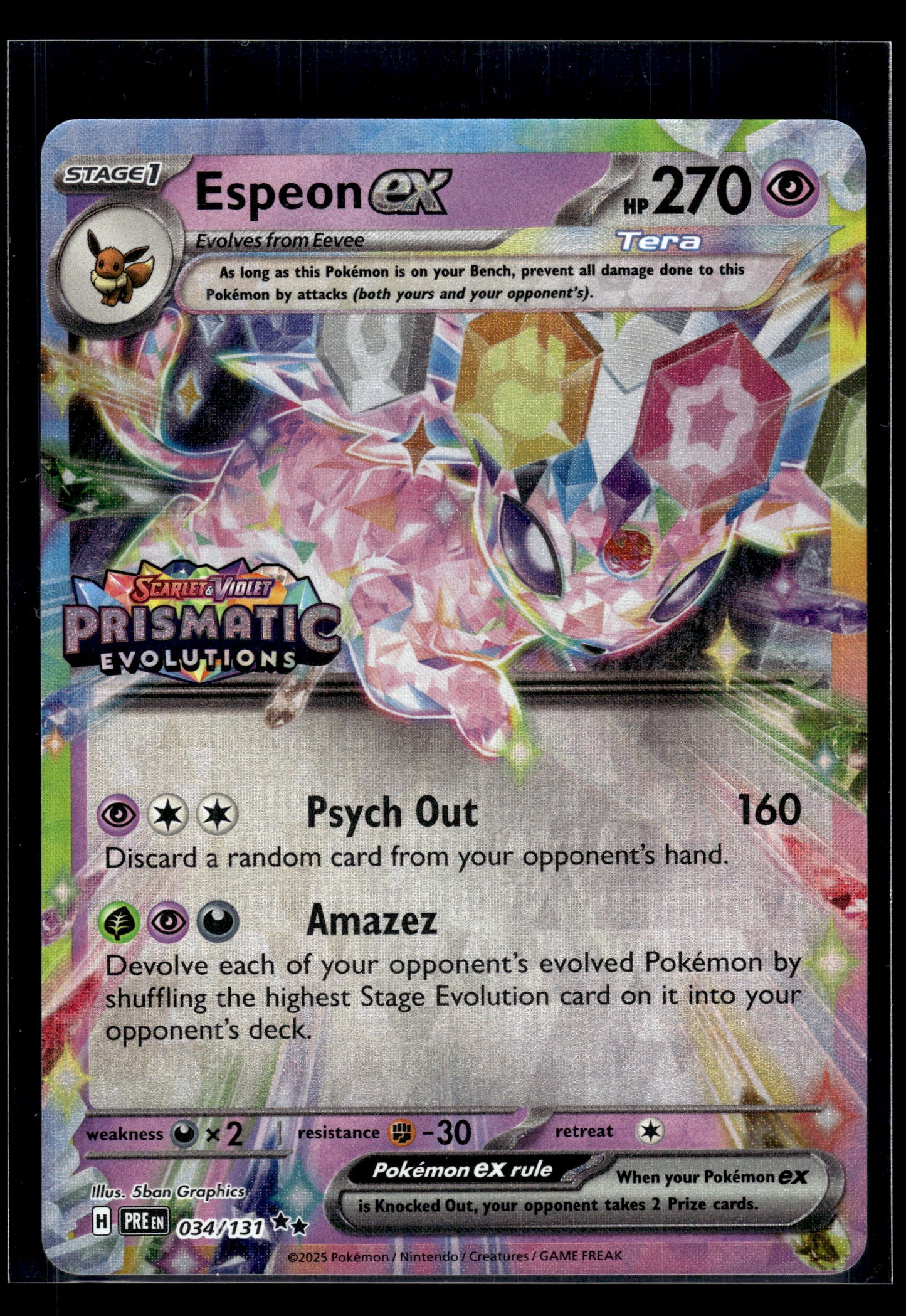 Espeon ex #034/131 STAMPED Prismatic Evolutions Promo NM