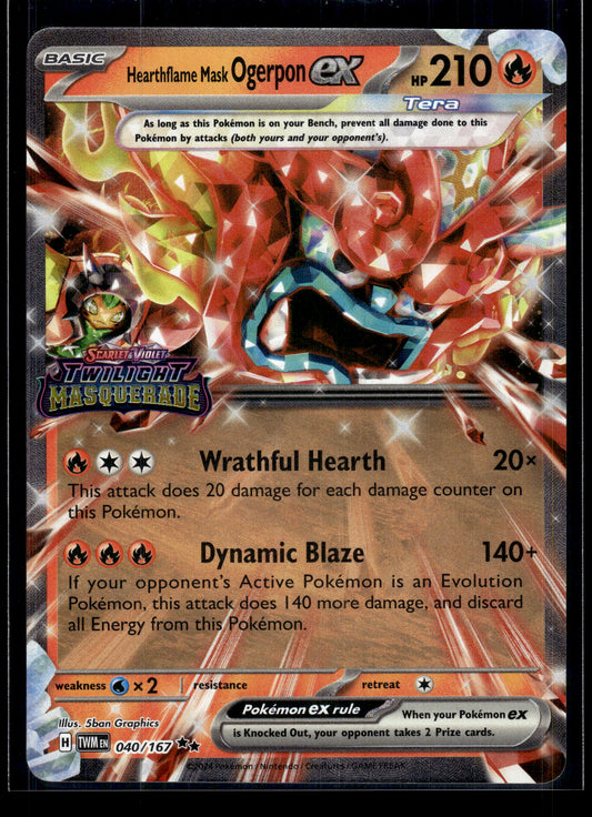 Hearthflame Mask Ogerpon ex #040/167 STAMPED Twilight Masquerade NM