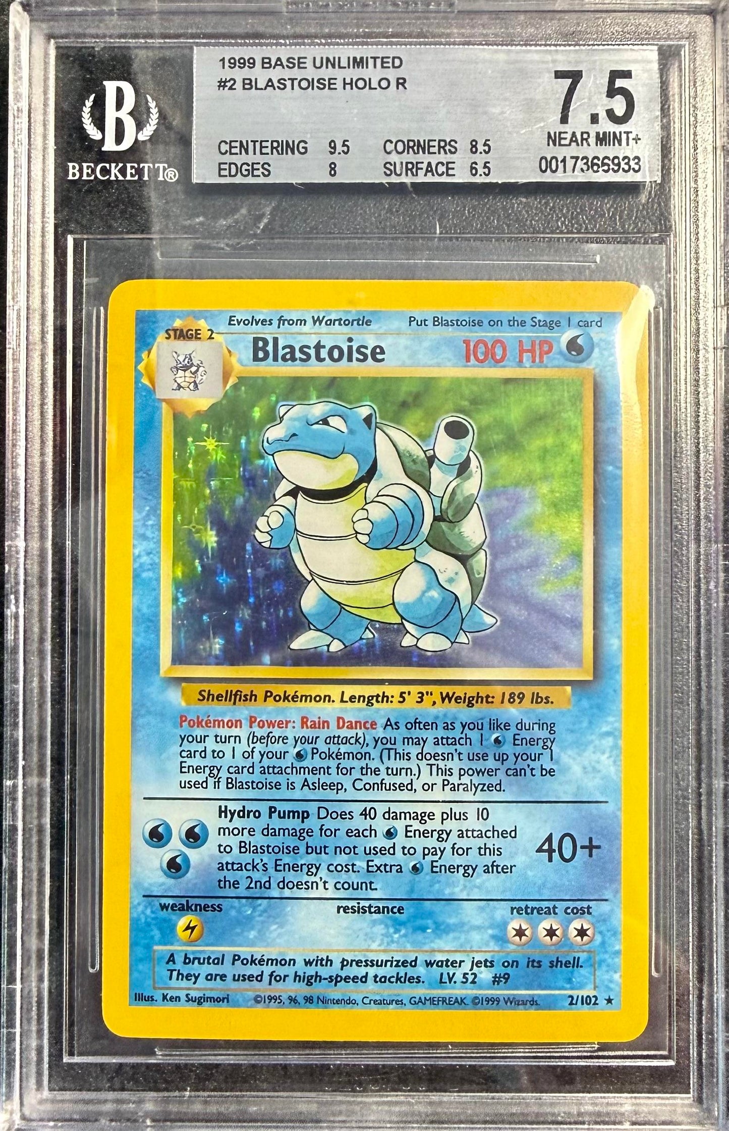 BGS 7.5 Blastoise #2 Base Set