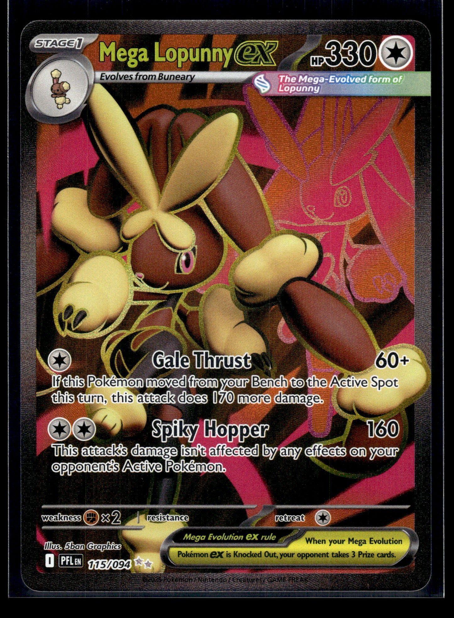 Mega Lopunny ex #115/094 Phantasmal Flames NM
