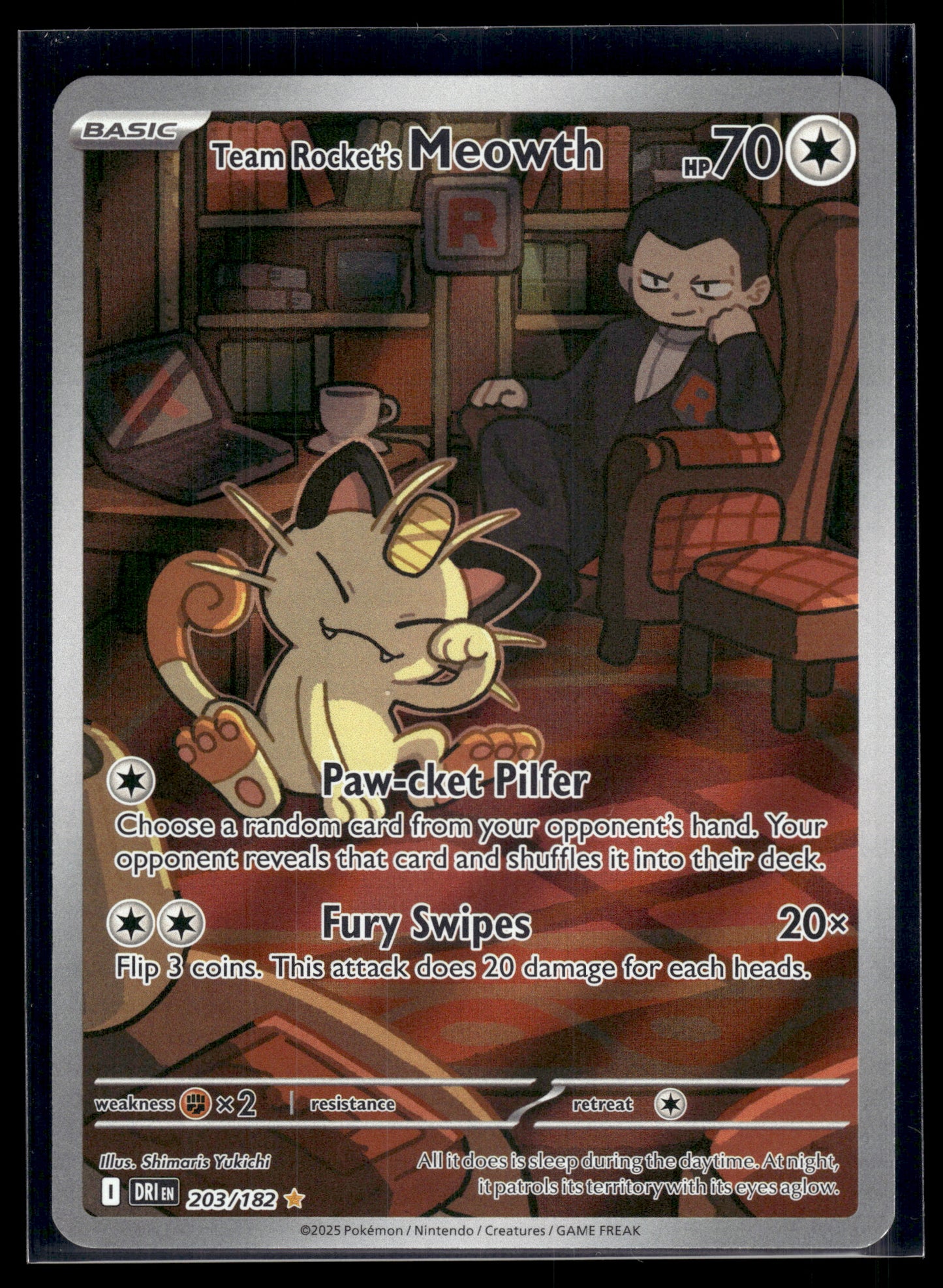 Team Rocket's Meowth #203/182 Destined Rivals LP