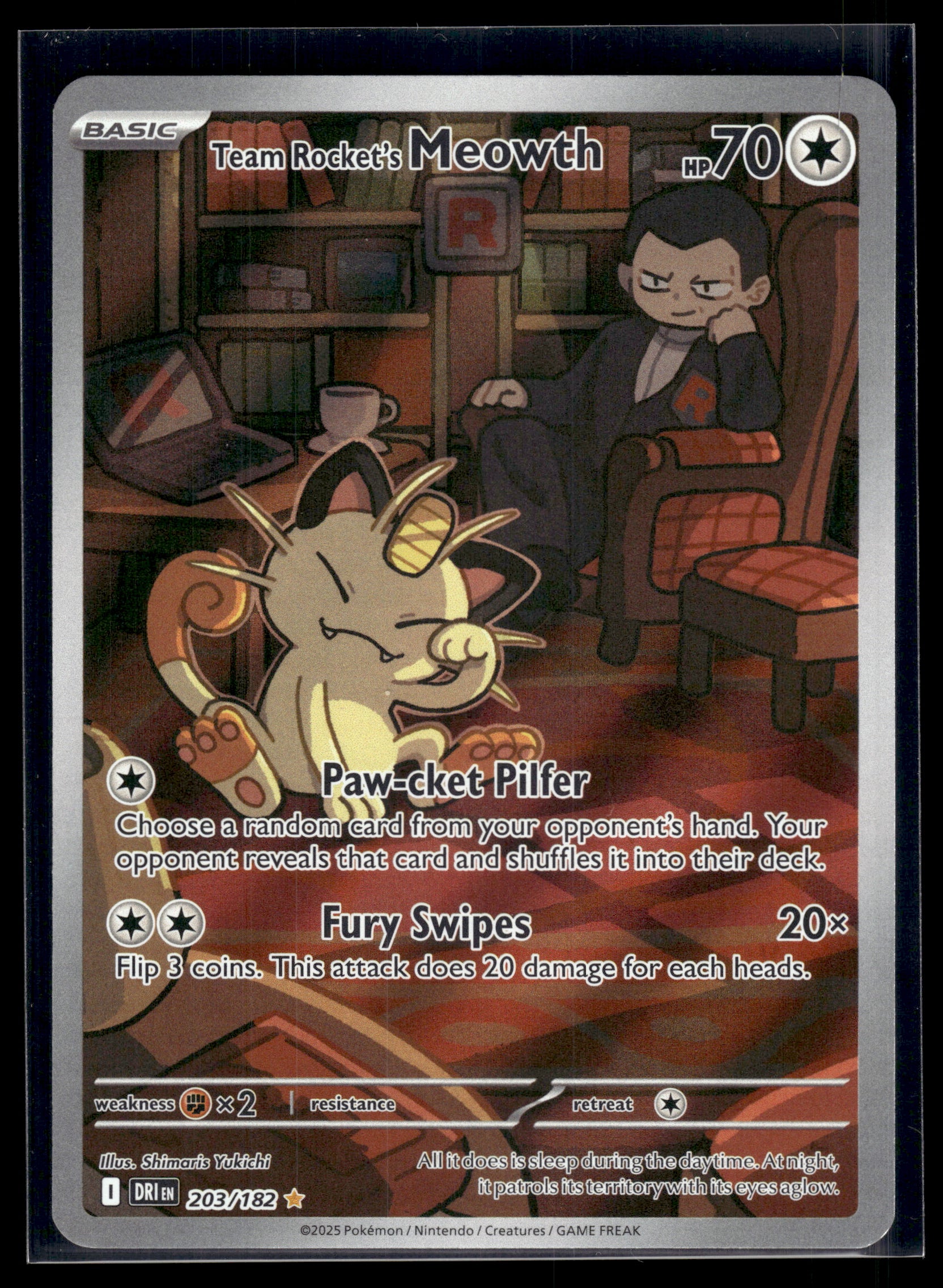 Team Rocket's Meowth #203/182 Destined Rivals LP