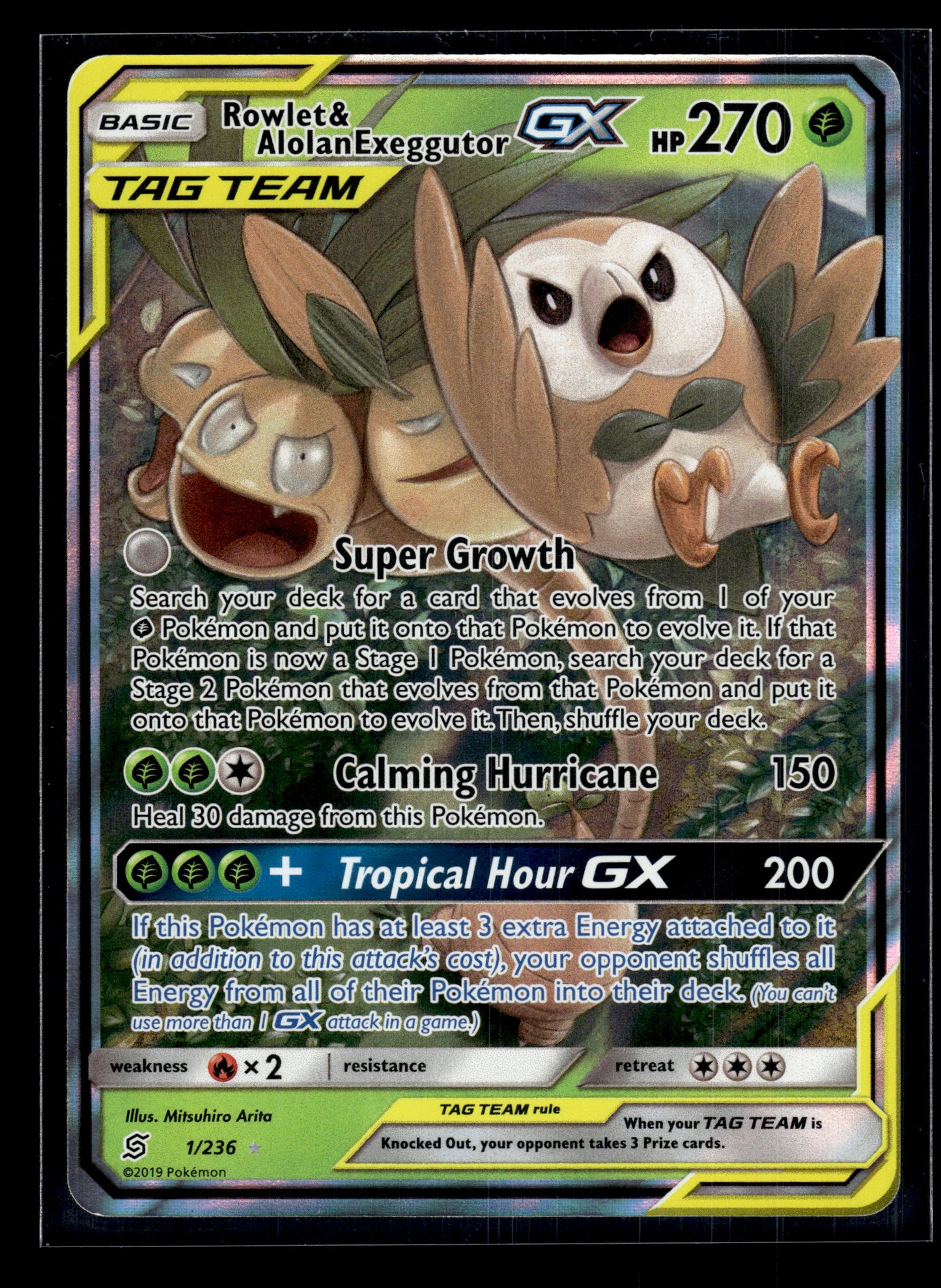 Rowlet & Alolan Exeggutor GX #1/236 Unified Minds VLP