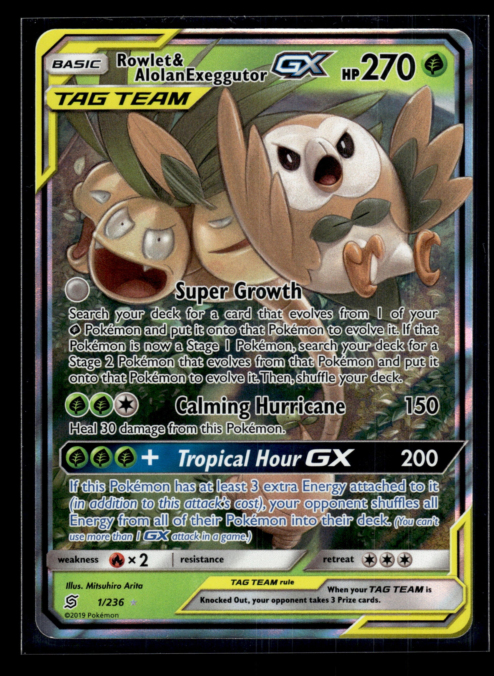 Rowlet & Alolan Exeggutor GX #1/236 Unified Minds VLP