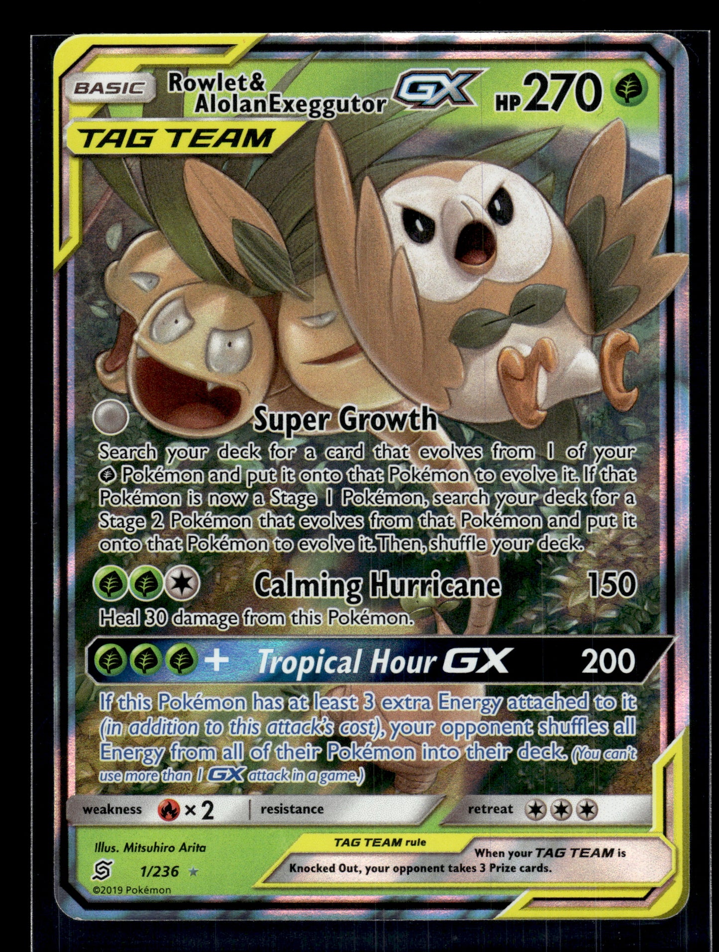 Rowlet & Alolan Exeggutor GX #1/236 Unified Minds VLP