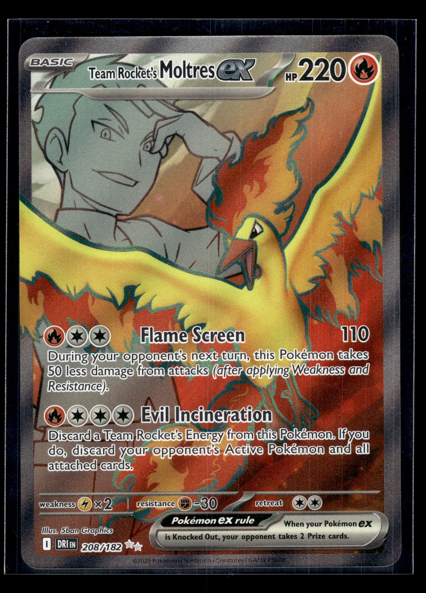 Team Rocket's Moltres ex #208/182 Destined Rivals NM