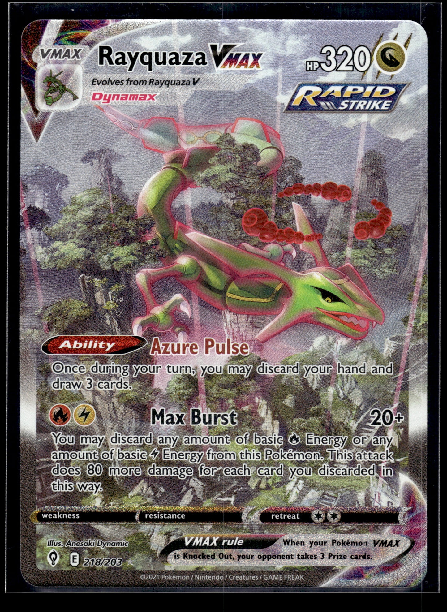 Rayquaza VMAX (Secret Art) #218/203 Evolving Skies VLP