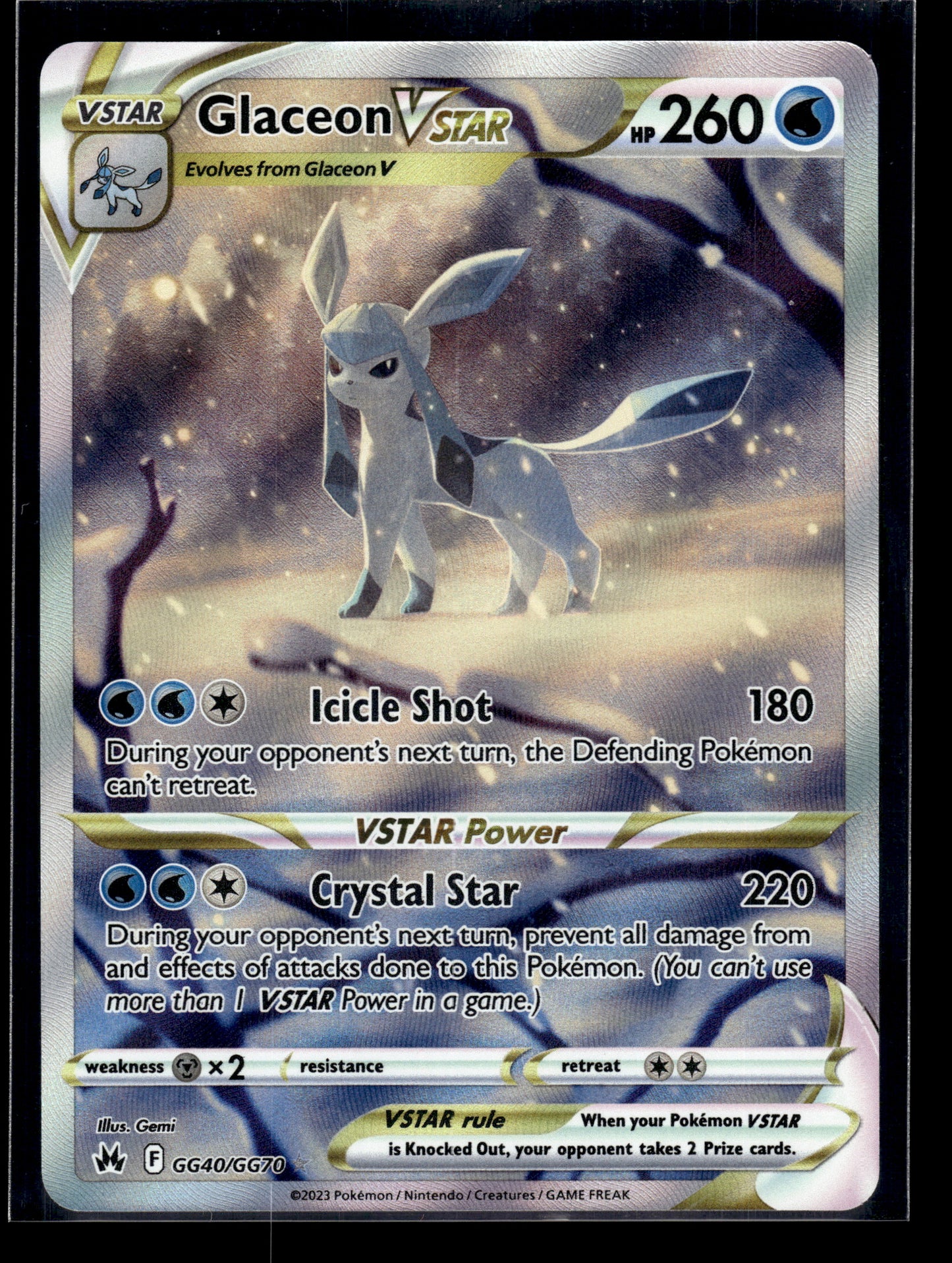 Glaceon VSTAR #GG40/GG70 Crown Zenith: Galarian Gallery VLP