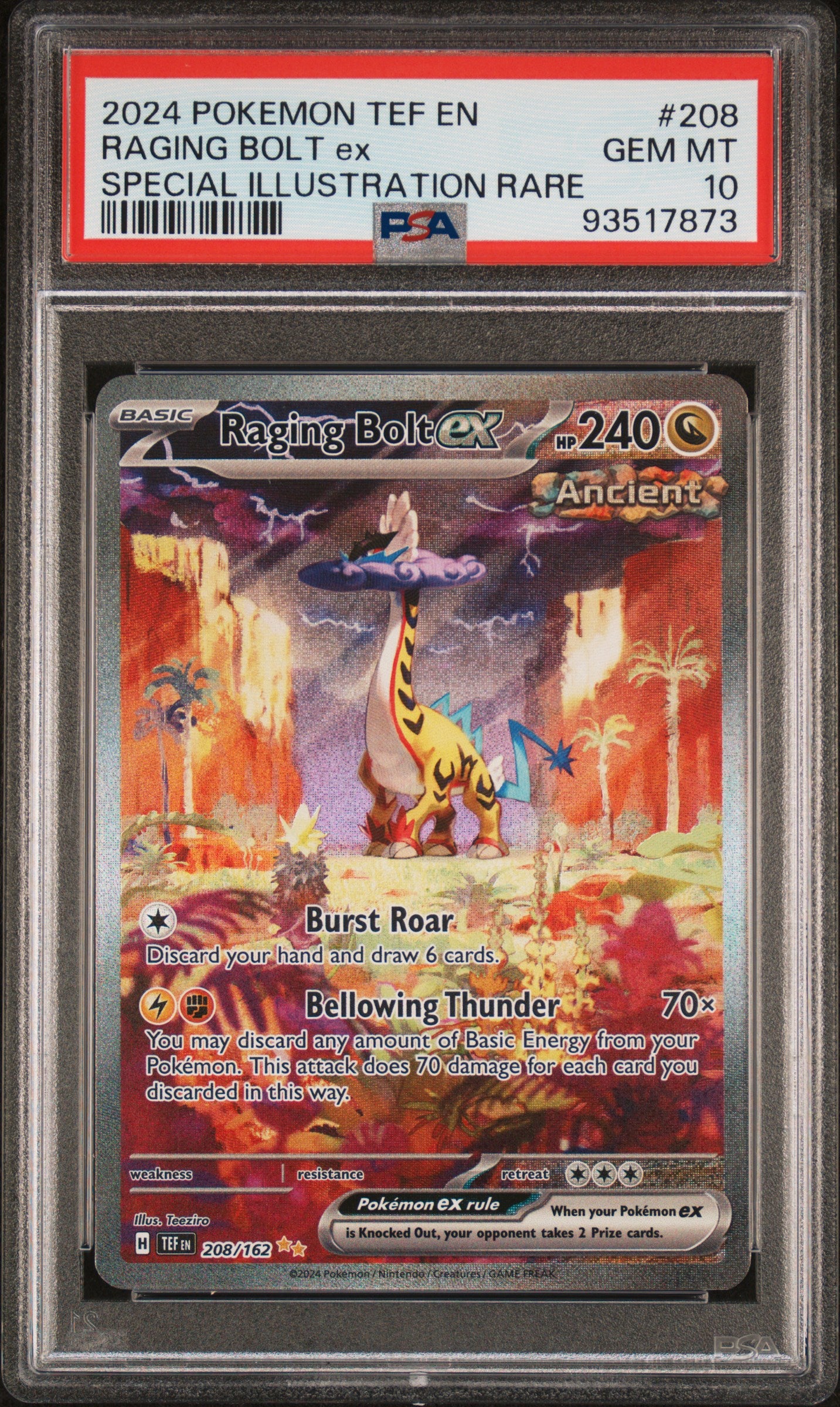 PSA 10 Raging Bolt Ex #208 Temporal Forces