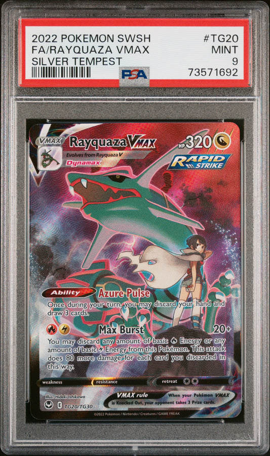 PSA 9 Rayquaza Vmax #TG20 Silver Tempest