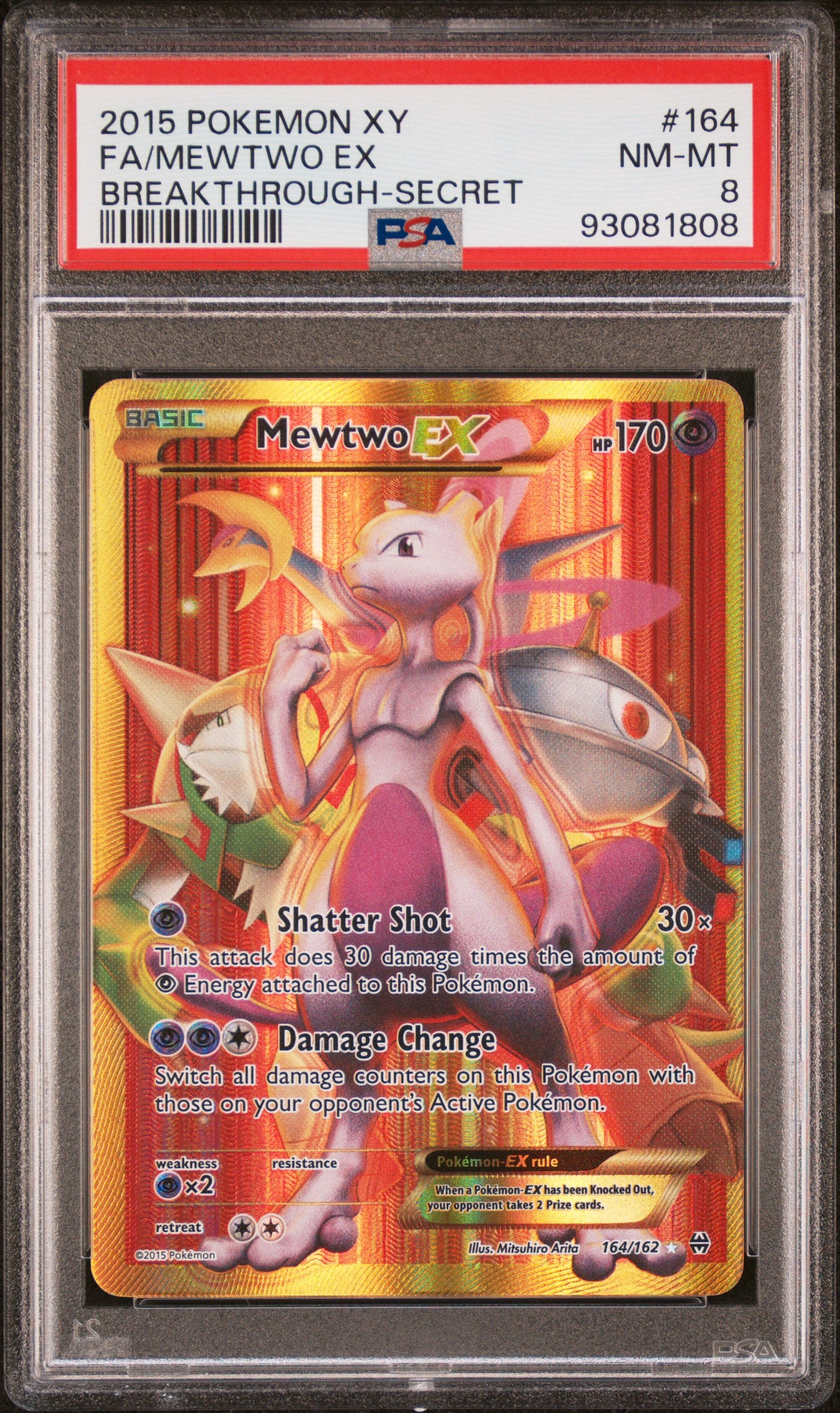 PSA 8 Mewtwo Ex #164 Breakthrough