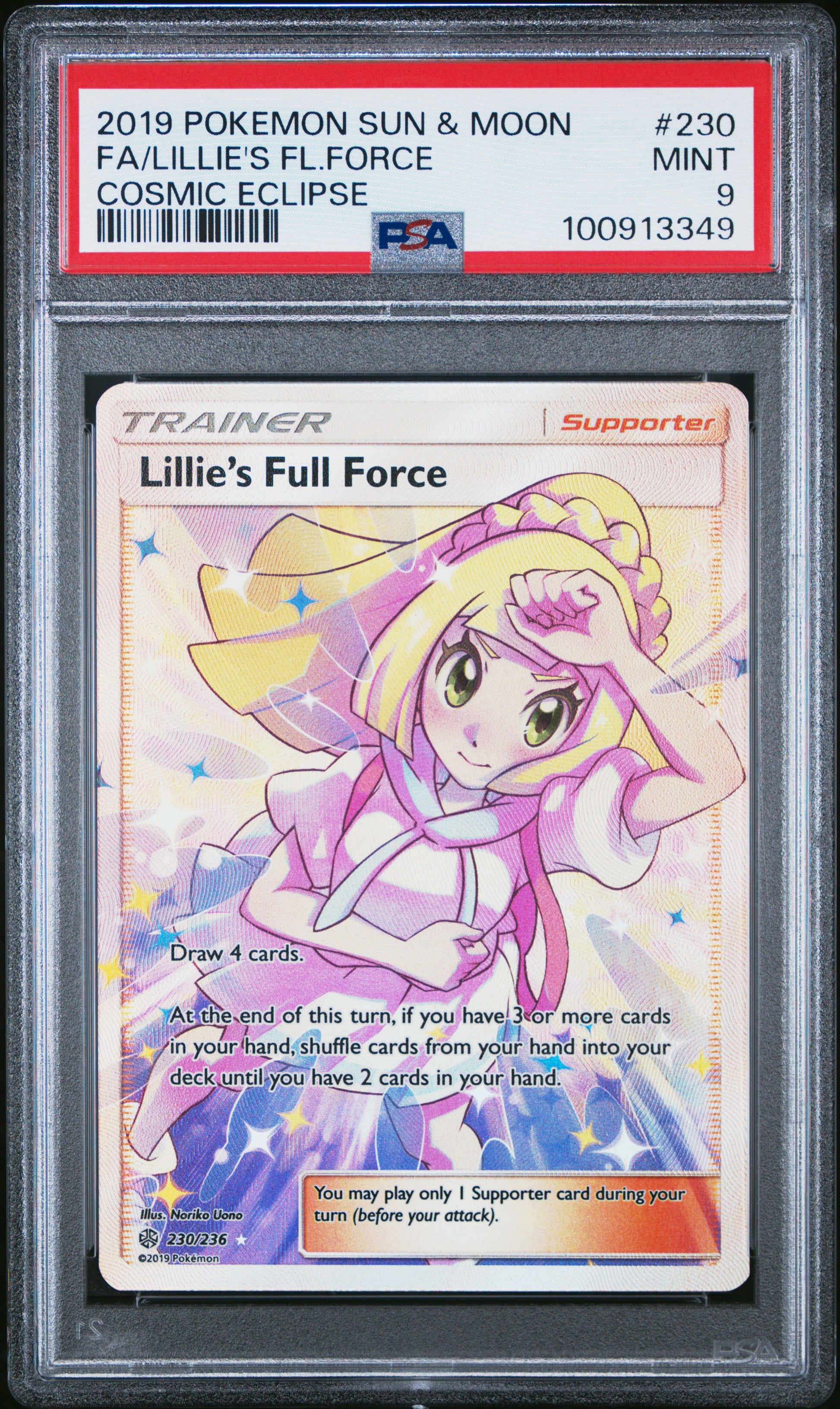 PSA 9 Lillie's Fl.Force #230 Cosmic Eclipse