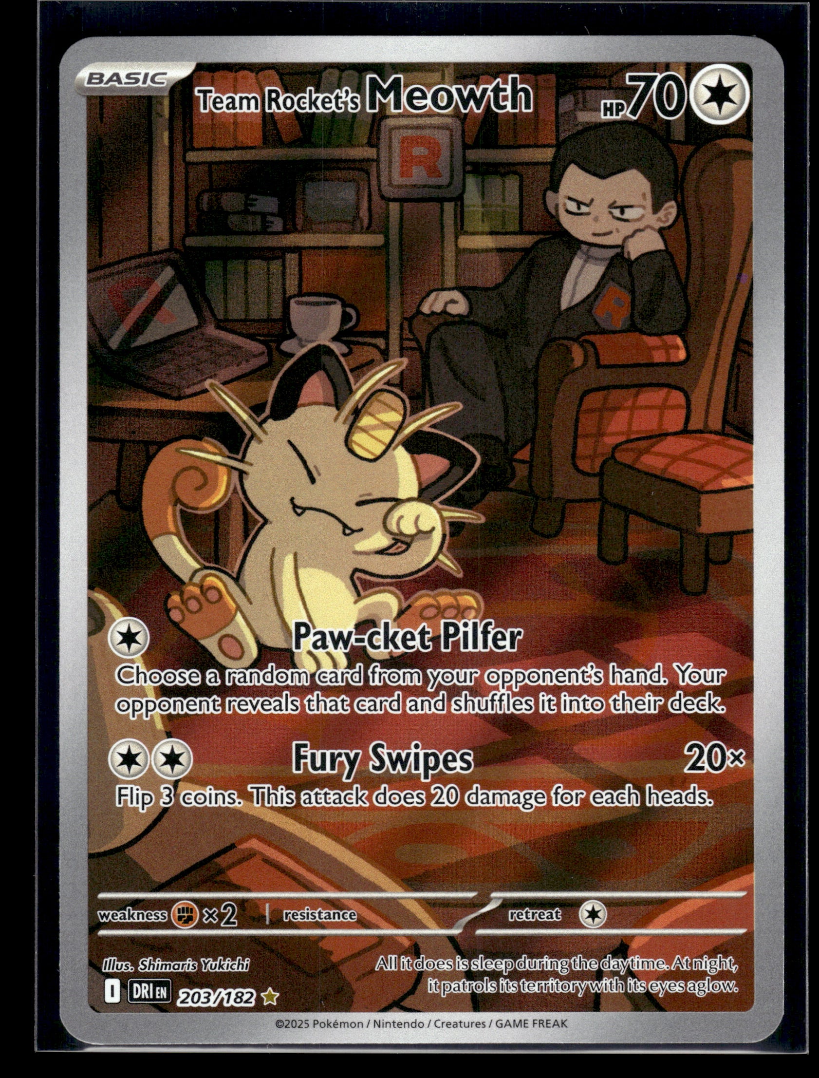 Team Rocket's Meowth #203/182 Destined Rivals VLP