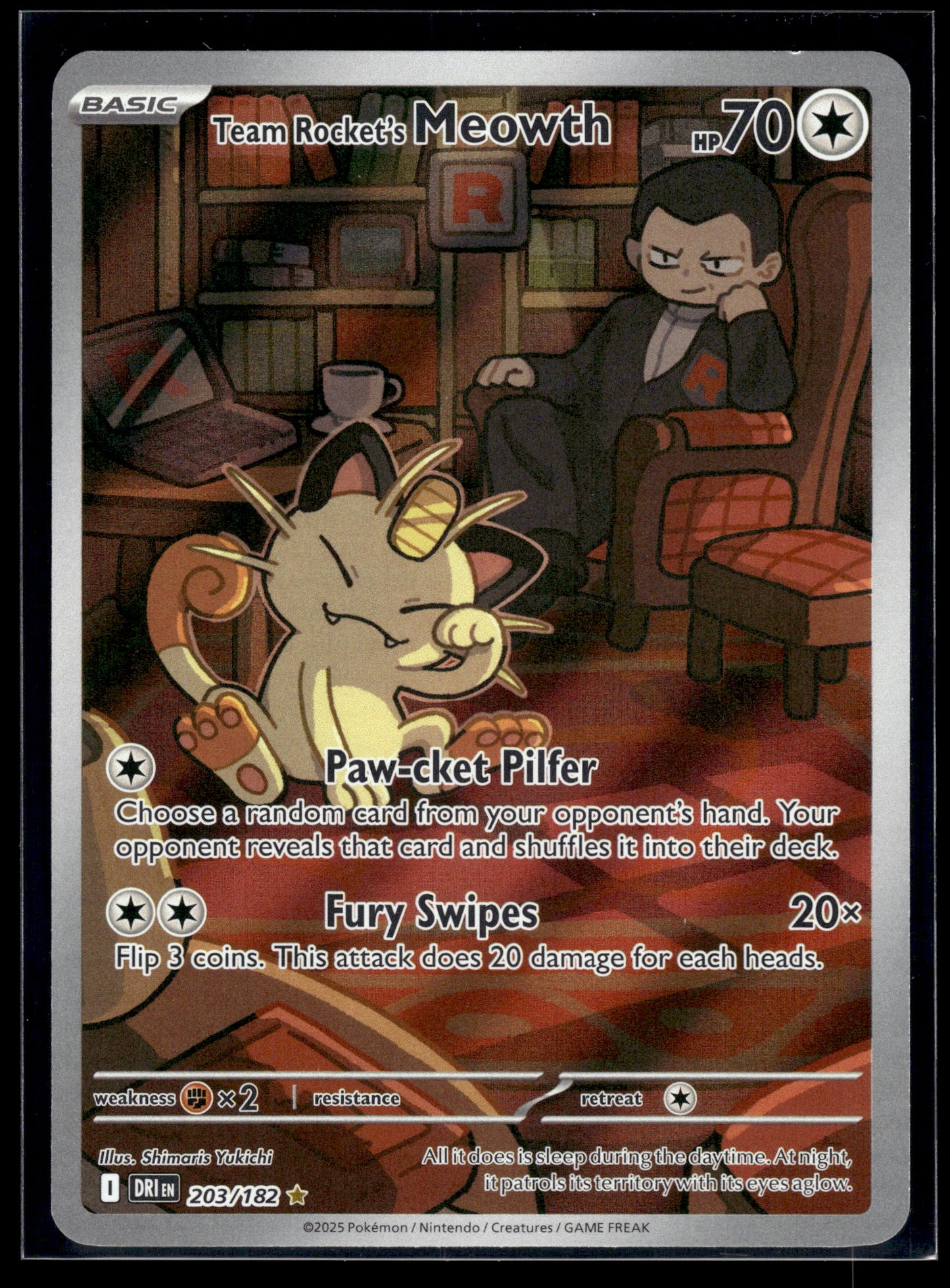Team Rocket's Meowth #203/182 Destined Rivals VLP