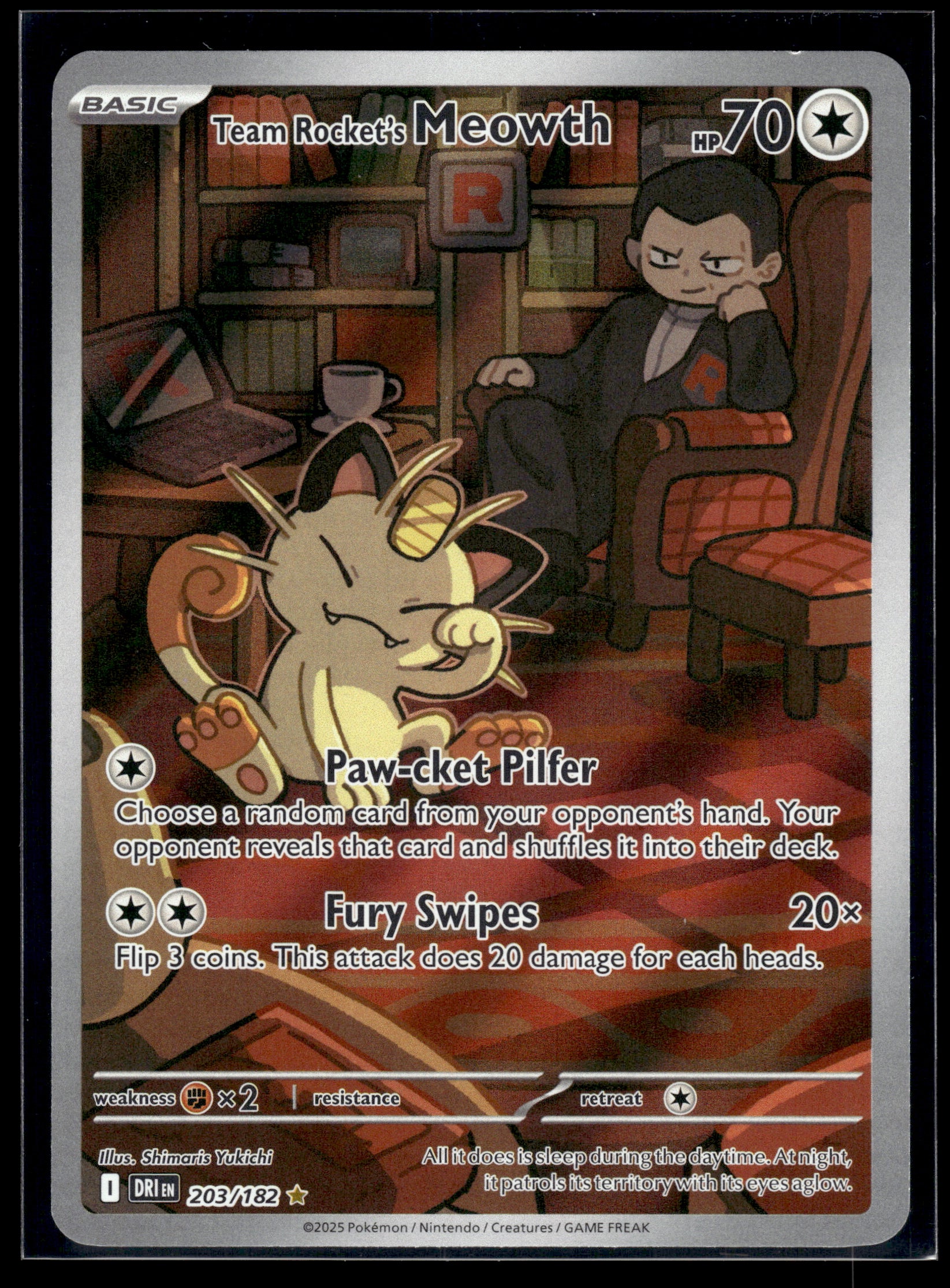Team Rocket's Meowth #203/182 Destined Rivals VLP