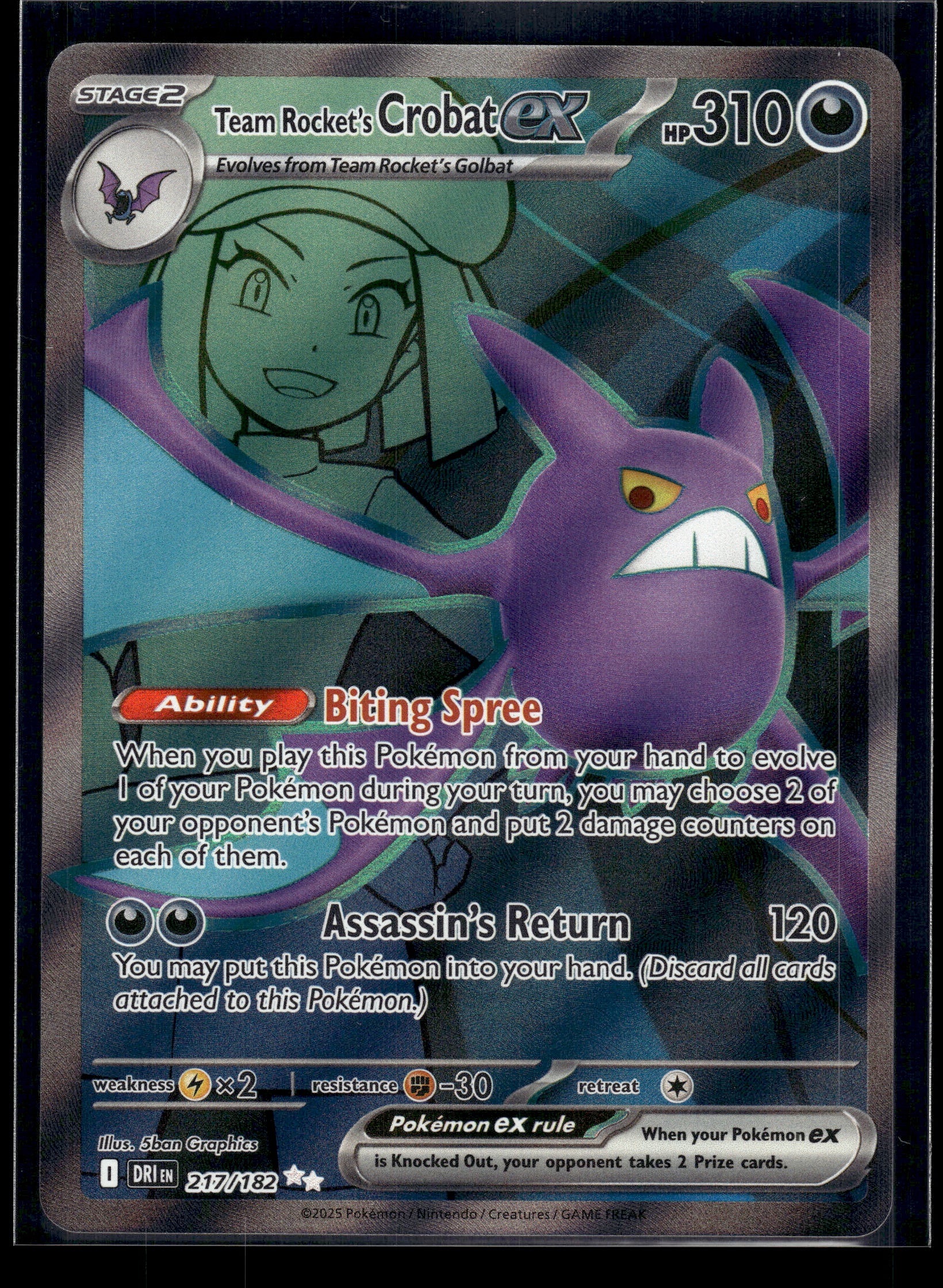 Team Rocket's Crobat ex #217/182 Destined Rivals NM