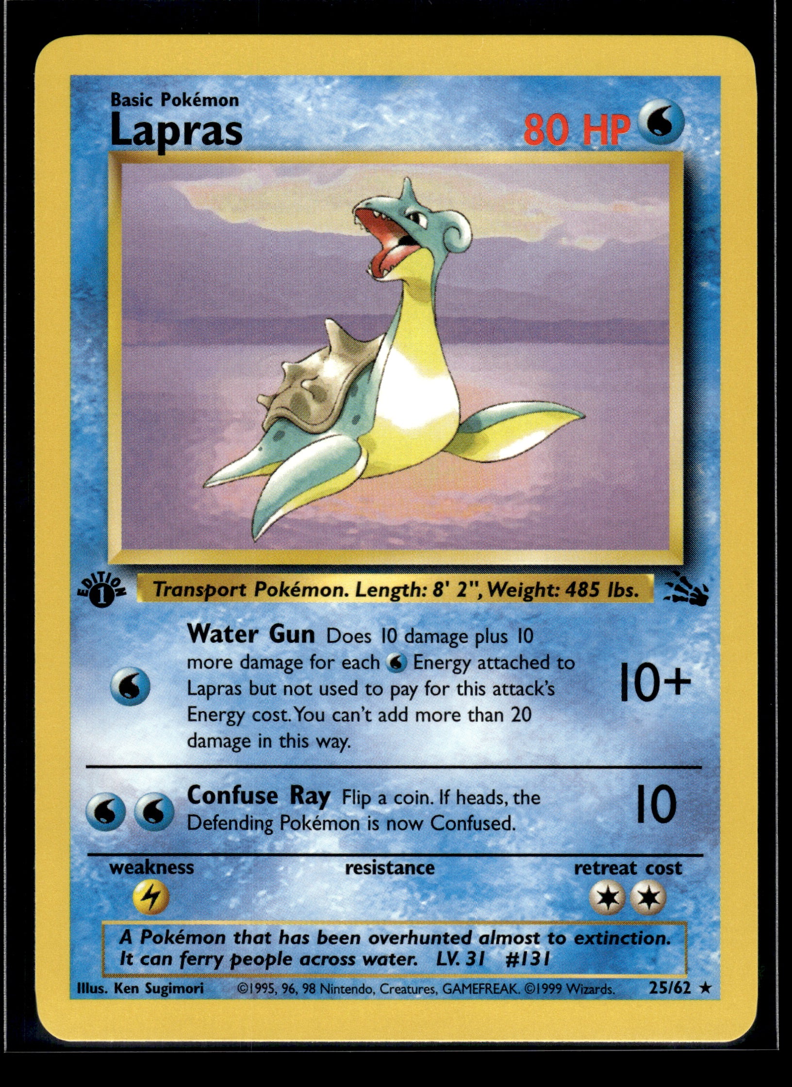 Lapras #25/62 1st Edition Fossil VLP